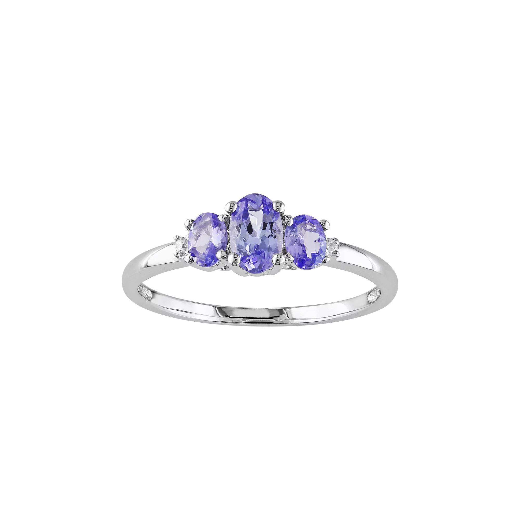 Stella Grace Tanzanite & Diamond Accent 10k White Gold 3-Stone Ring, Womens Purple Product Image