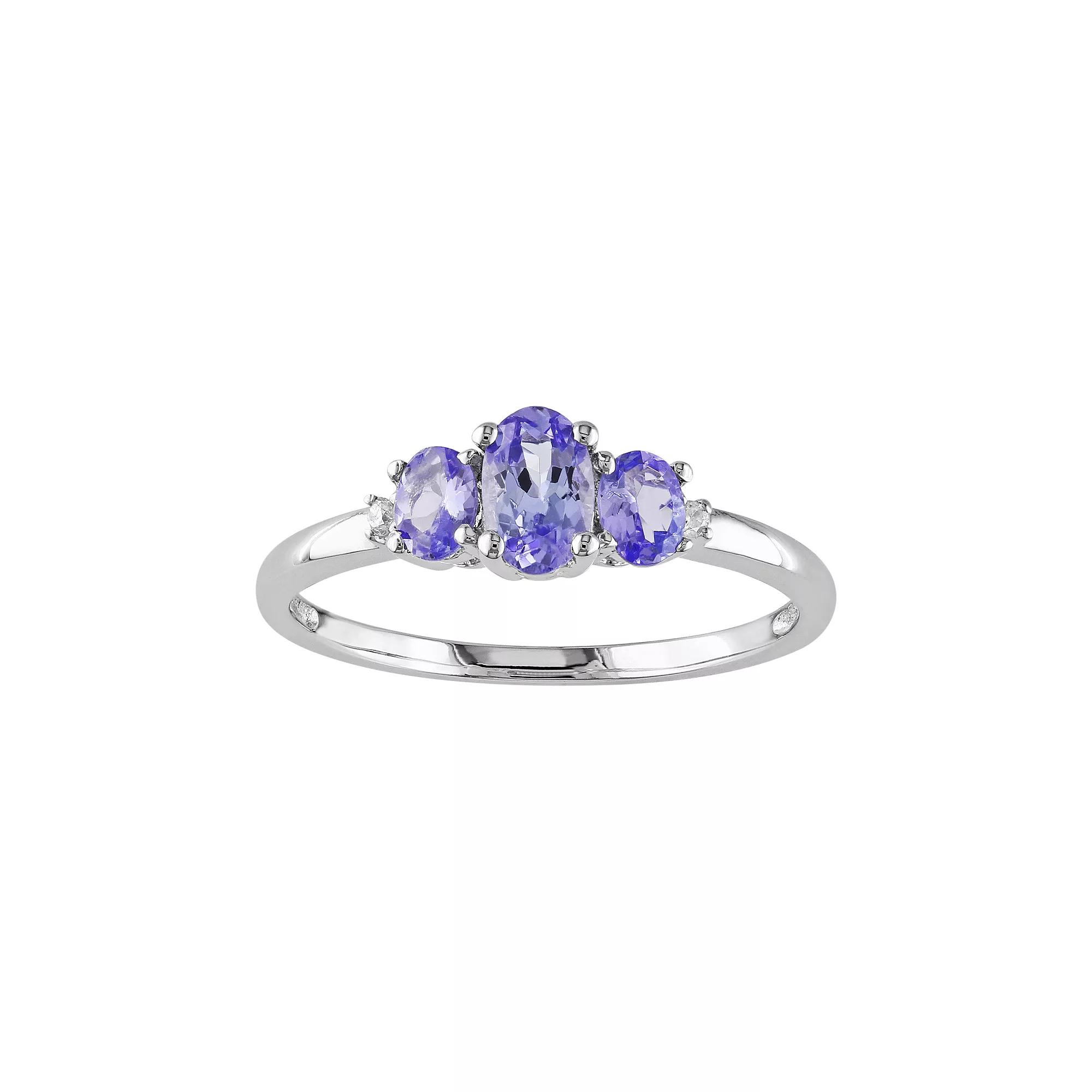 Stella Grace Tanzanite & Diamond Accent 10k White Gold 3-Stone Ring, Womens Purple Product Image