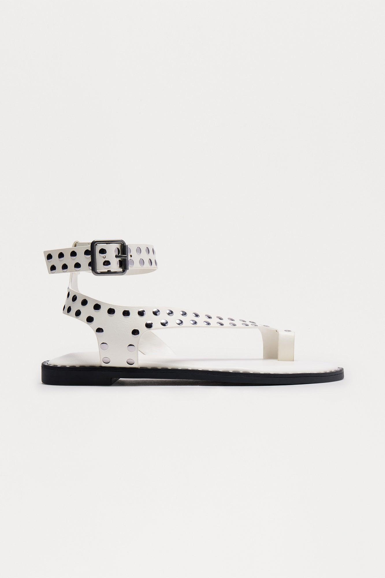 Virgo Studded Sandals - White Product Image