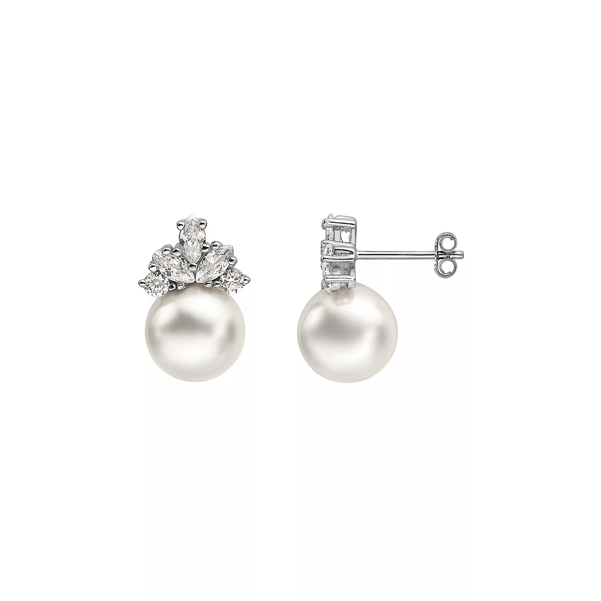 Sterling Silver Freshwater Cultured Pearl Stud Earrings, Women's Product Image