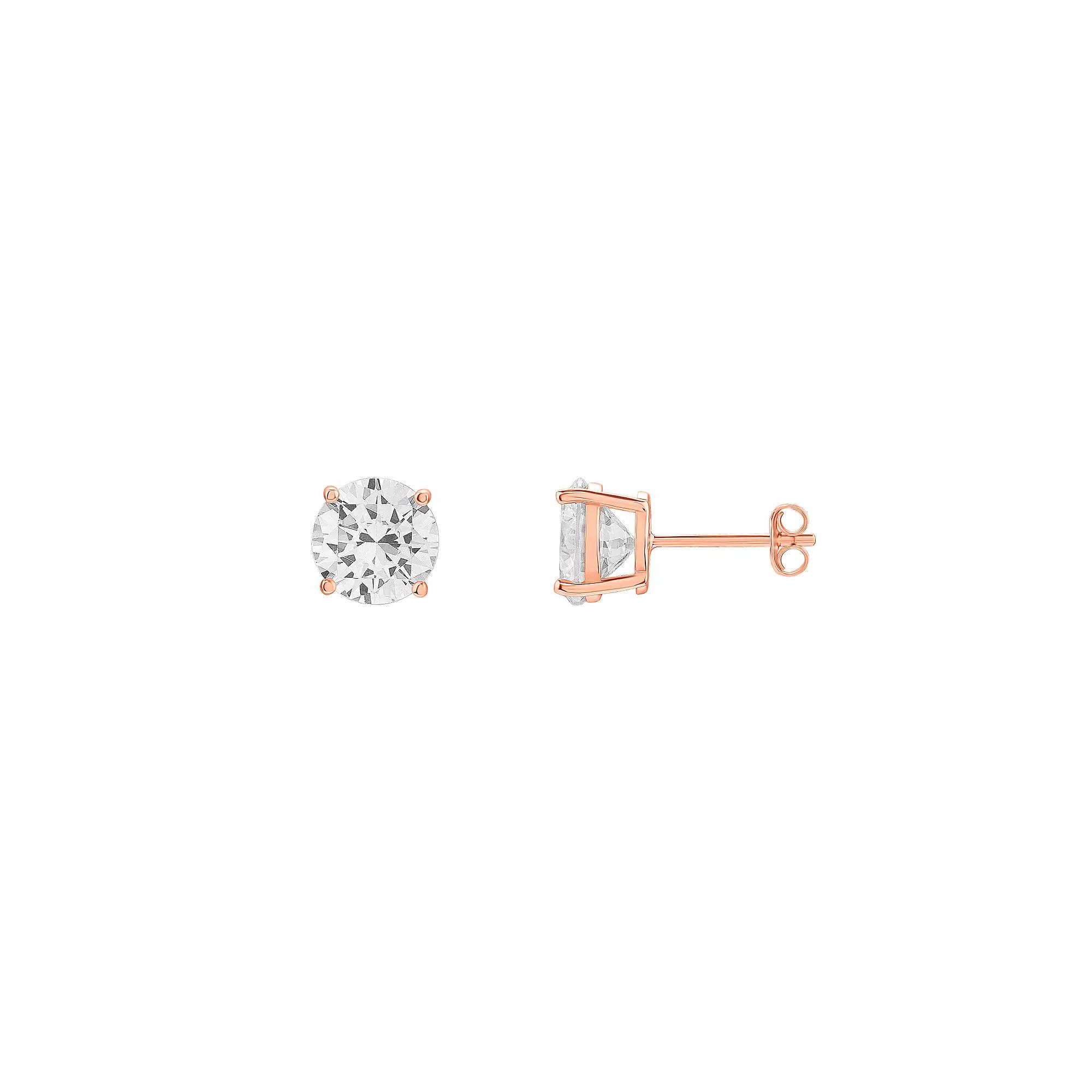 PRIMROSE Sterling Silver 8 mm Cubic Zirconia Stud Earrings, Women's, Pink Tone Product Image