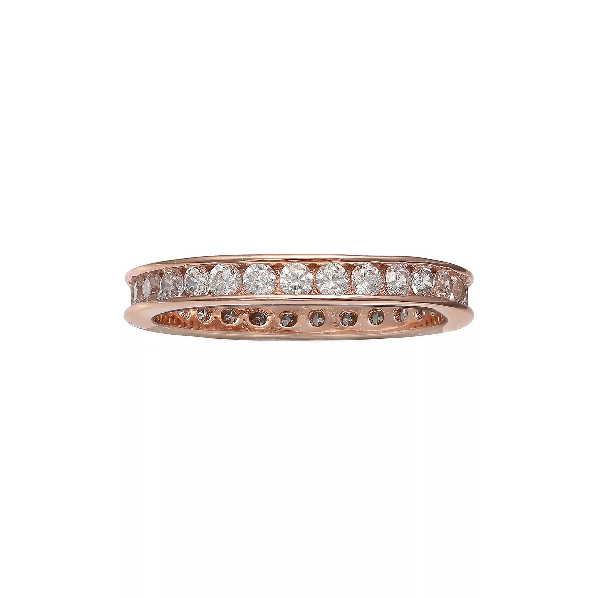 PRIMROSE 18k Rose Gold Over Silver Cubic Zirconia Eternity Band, Women's,  Product Image