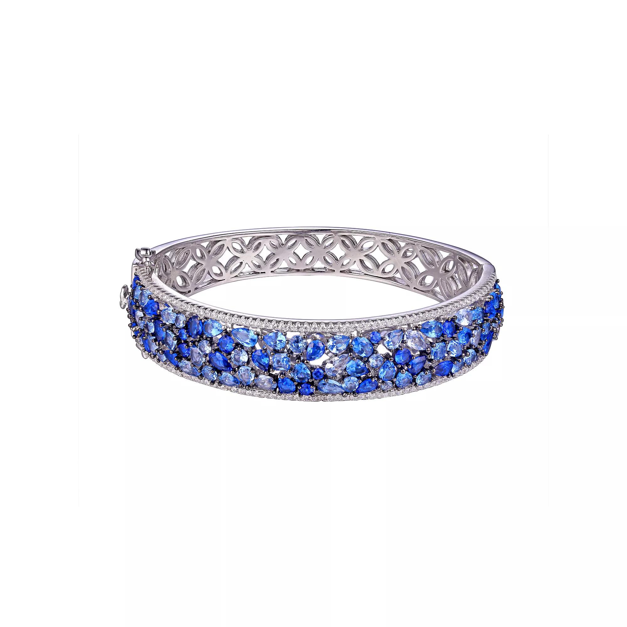 Ivy Sharpe Silver Plated Multi Blue Cubic Zirconia Bangle Bracelet, Women's, Size: 7.25", Silver Tone Product Image