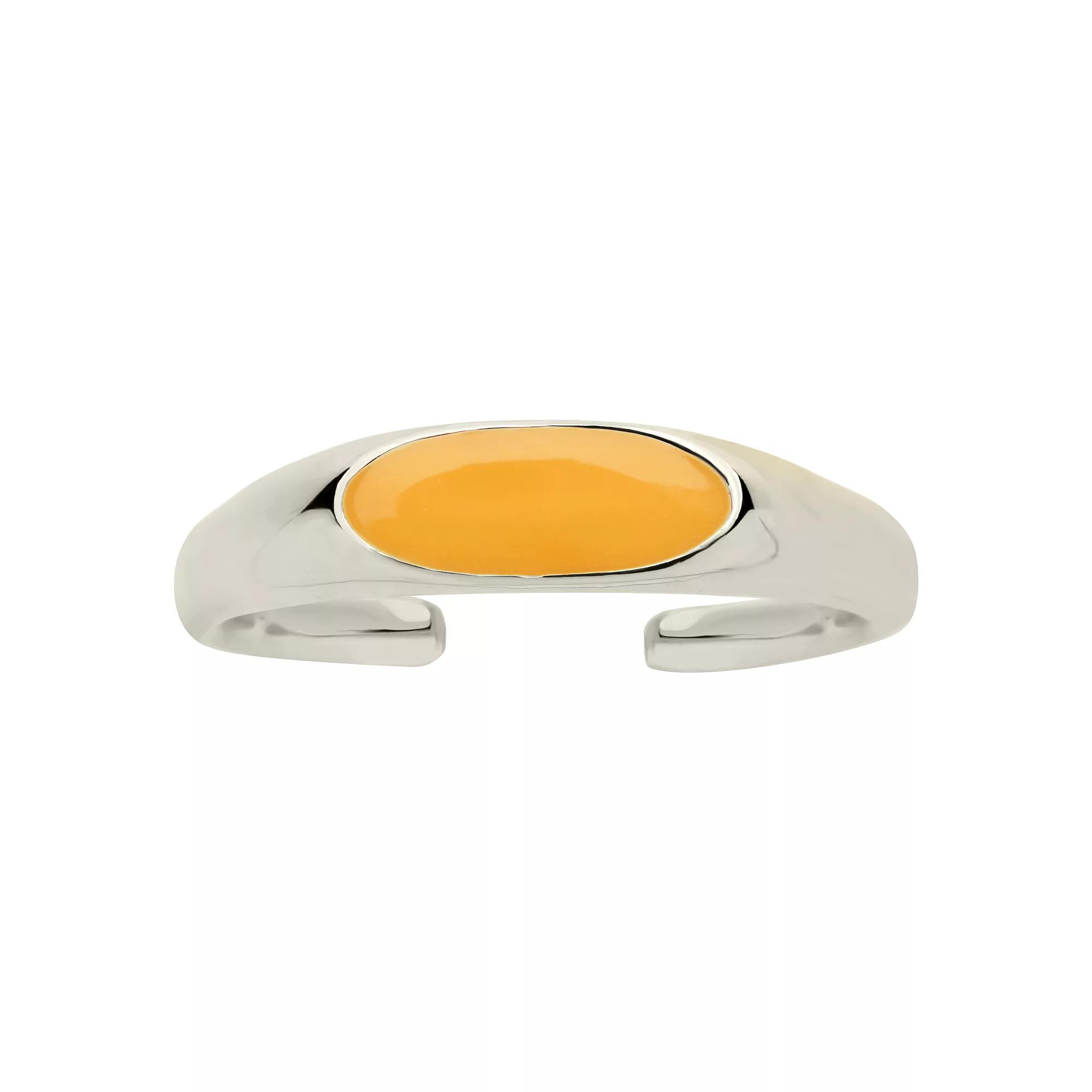 MC Collective Sterling Silver Enamel Open Signet Ring, Women's, Size: 6, Gold Tone Marigold Product Image