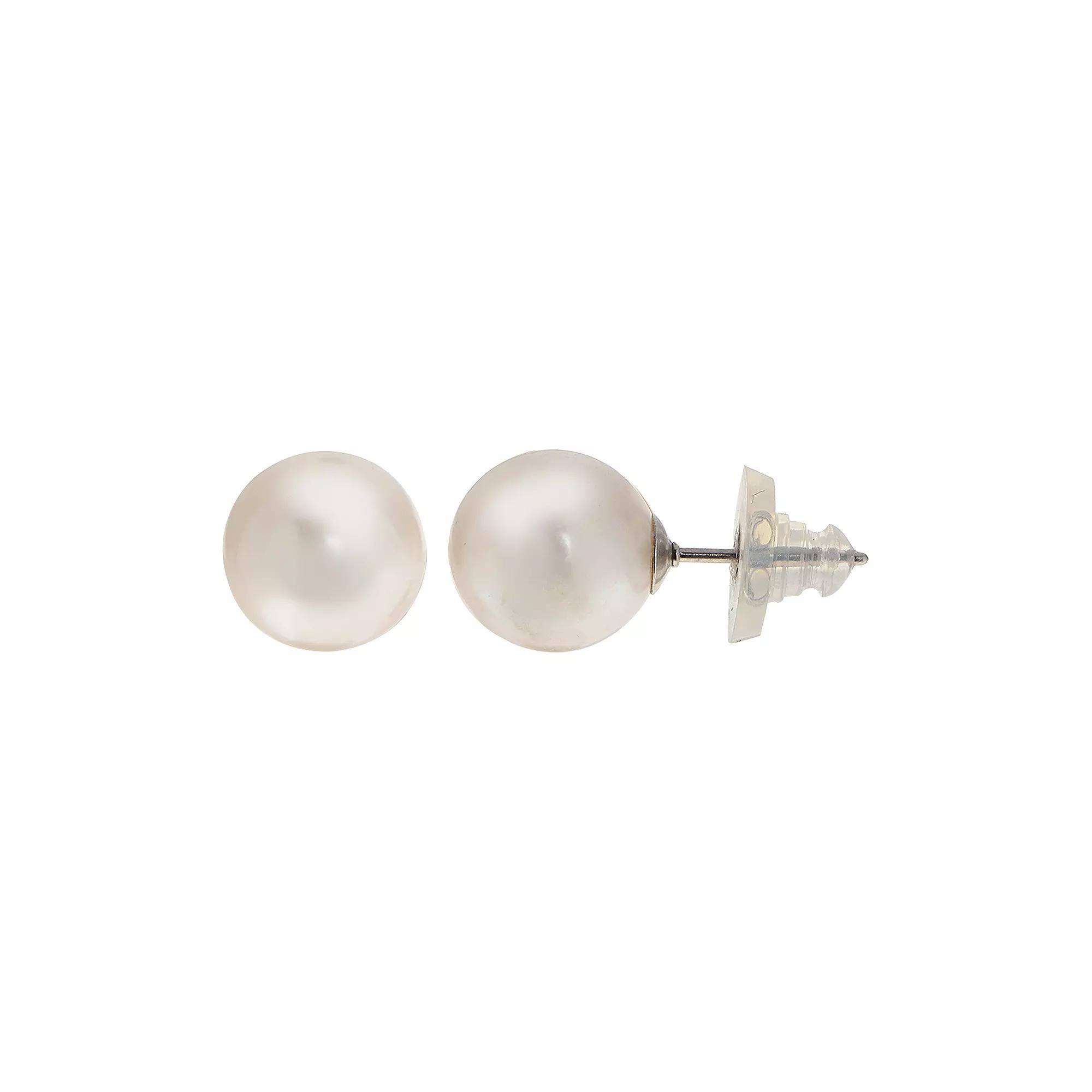 Womens PearLustre by Imperial Sterling Silver 10mm Freshwater Cultured Pearl Stud Earrings, Women's Product Image