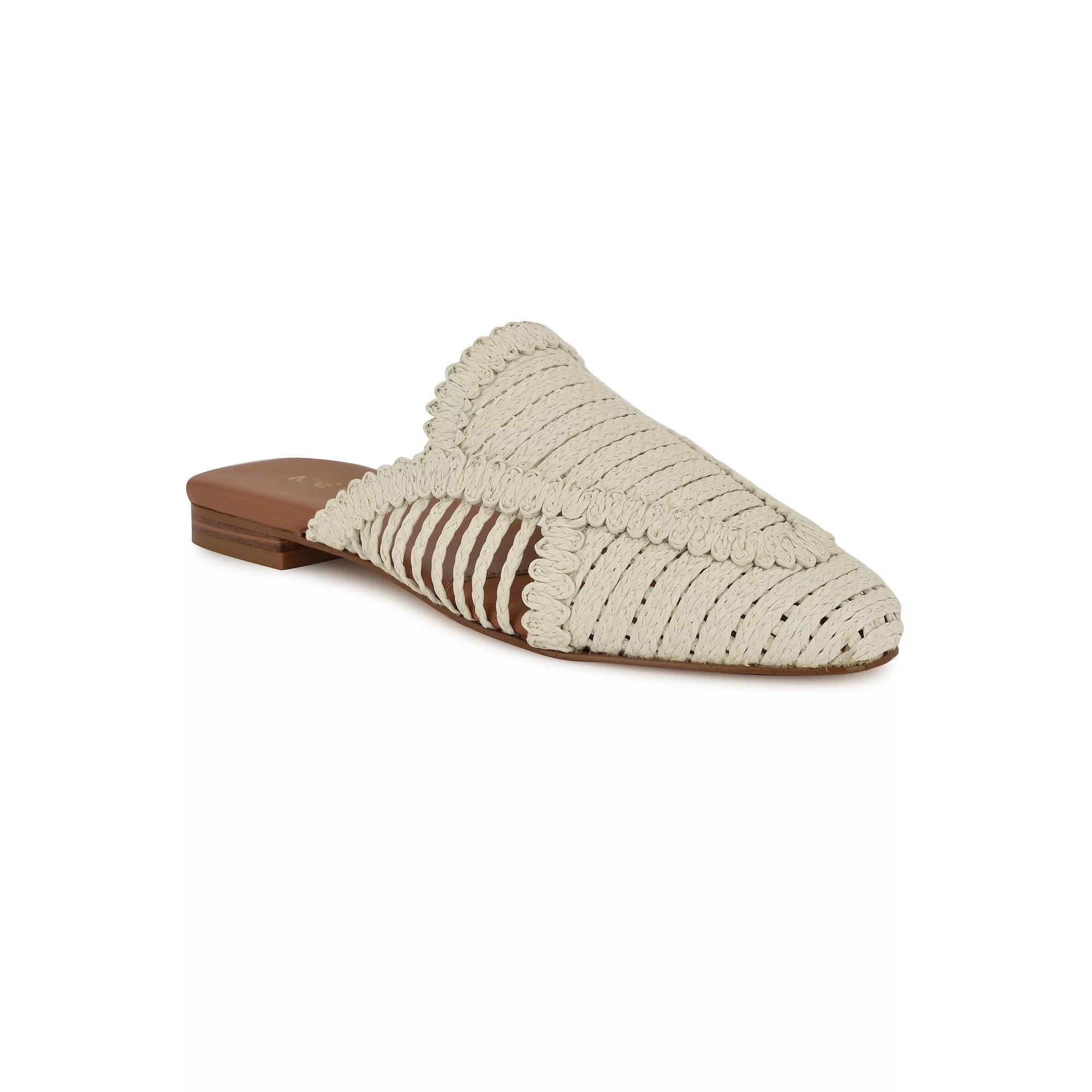 Nine West Campton Almond Toe Casual Slip-On Flat Mules, Women's, Size: 7, Ivory Product Image