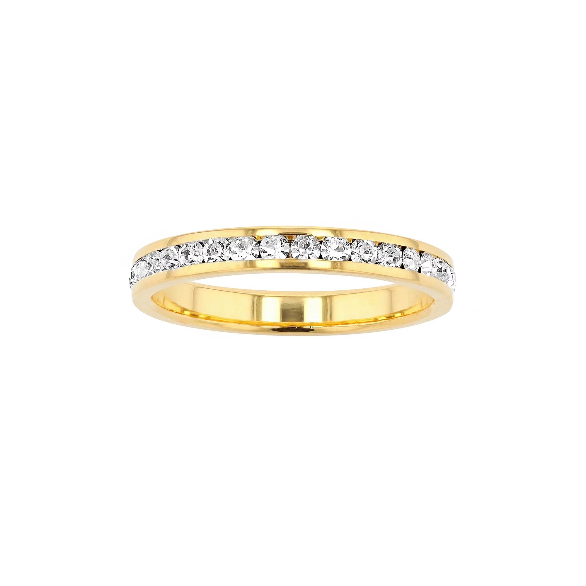 Traditions Jewelry Company 18k Gold Over Silver Birthstone Crystal Eternity Ring, Women's, Size: 10, 18k Gold Plated April Product Image