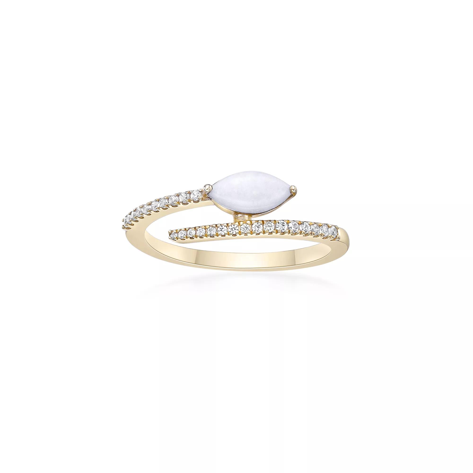 Gemminded 10k Gold Opal & 1/8 Carat T.W. Diamond Ring, Women's, Size: 7 Product Image