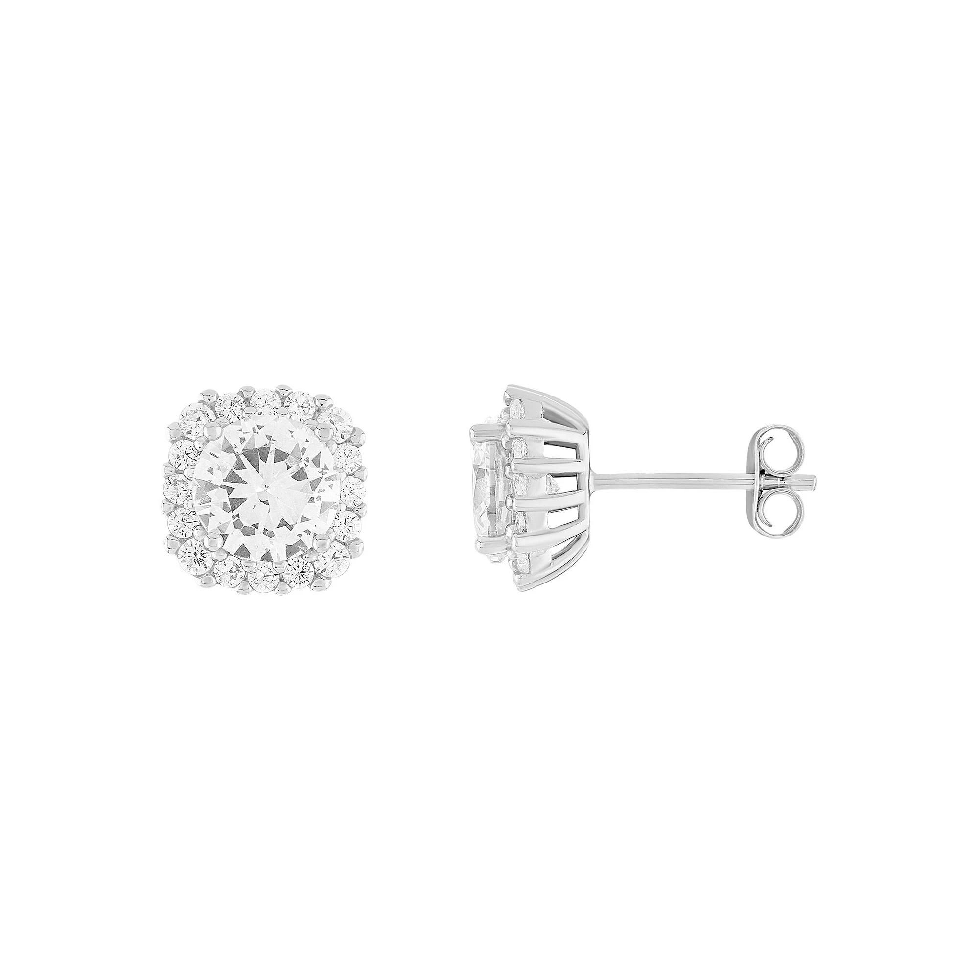 PRIMROSE Sterling Silver Cubic Zirconia Halo Stud Earrings, Women's, April Product Image