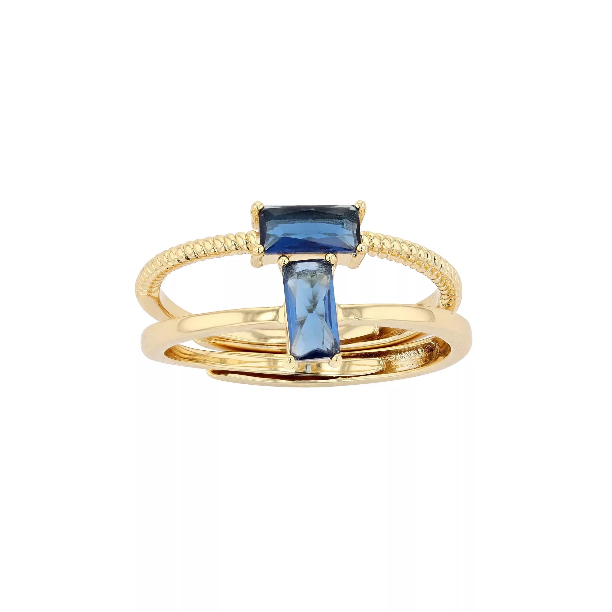 City Luxe Birthstone Simulated Gemstone Duo Ring Set, Women's, Silver Tone December Product Image