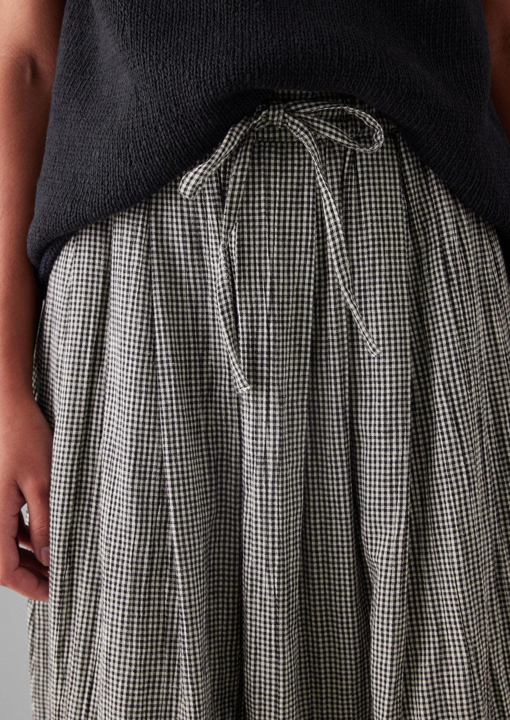 Crinkle Cotton Gingham Skirt | Ecru/Multi Product Image