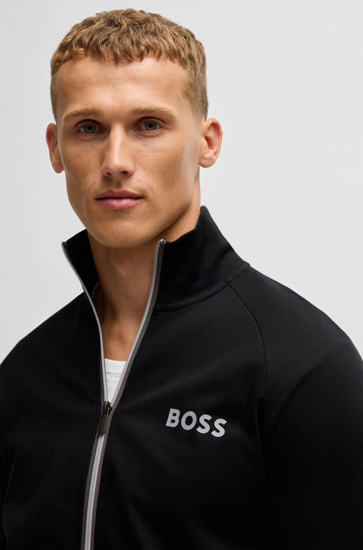 Cotton-terry zip-up jacket with logo print Product Image