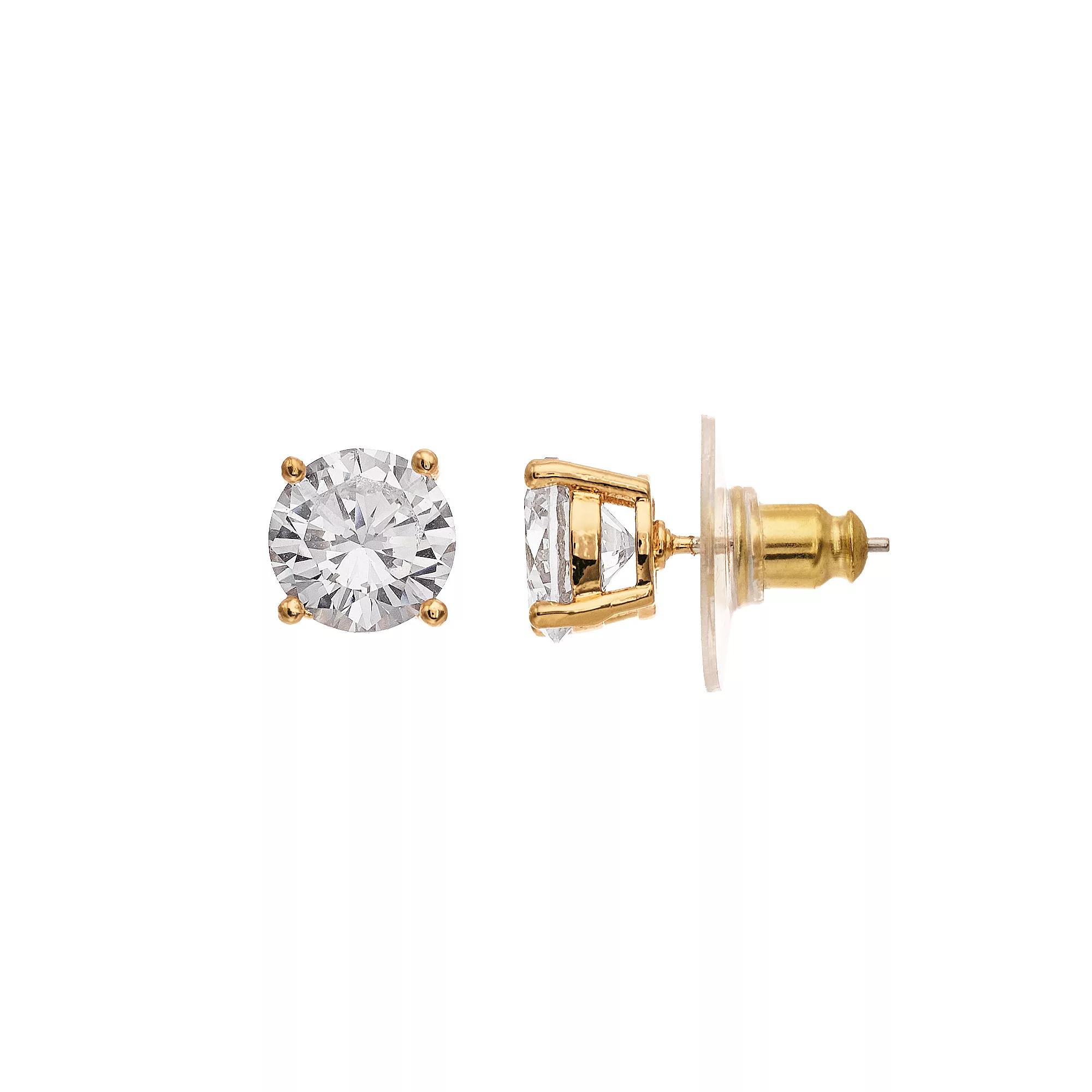 Nine West Prong Round Stud Earring, Womens, Gold Tone Product Image