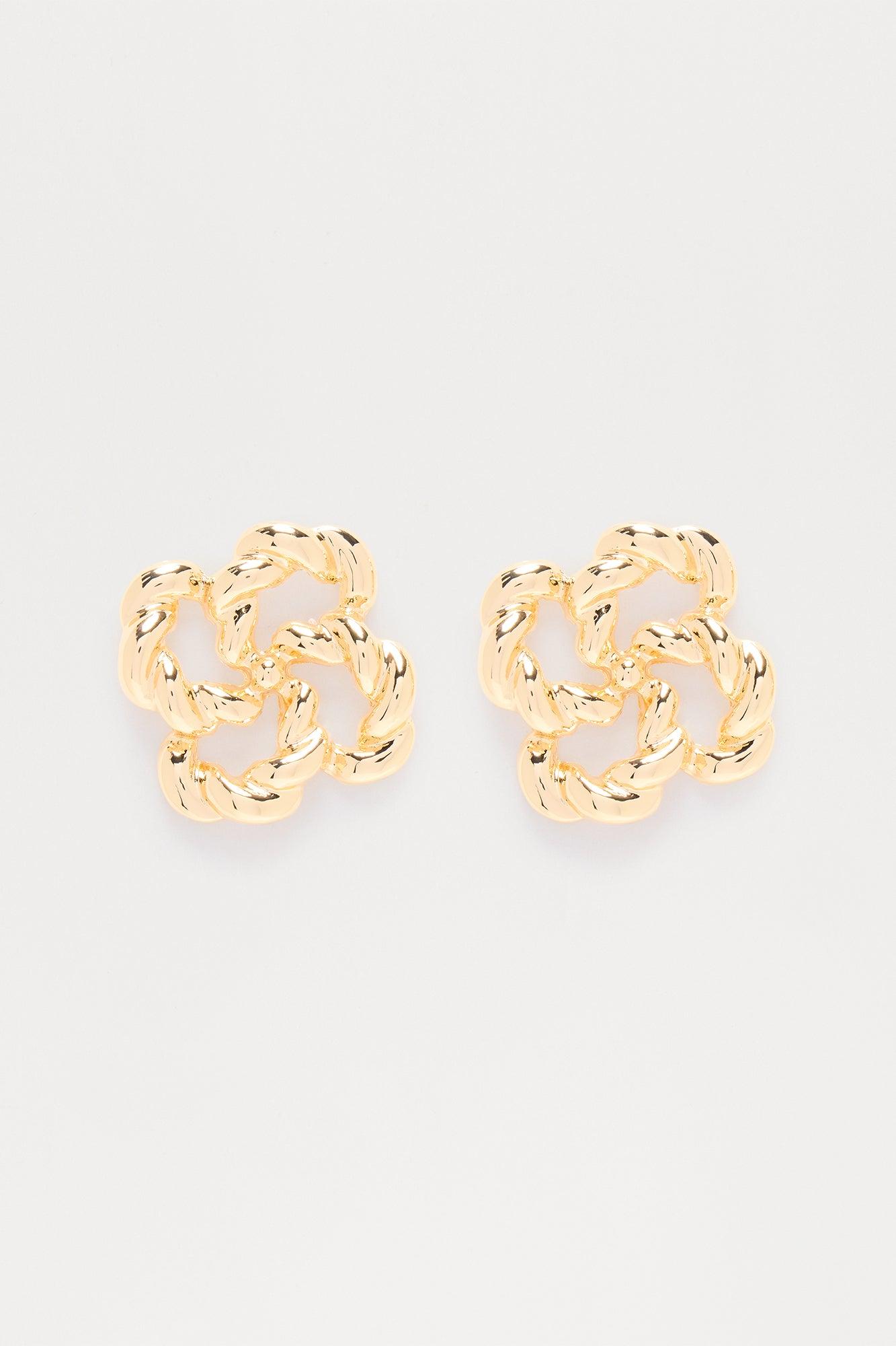 Davide Twisted Hardware Drop Earrings - Gold Female Product Image