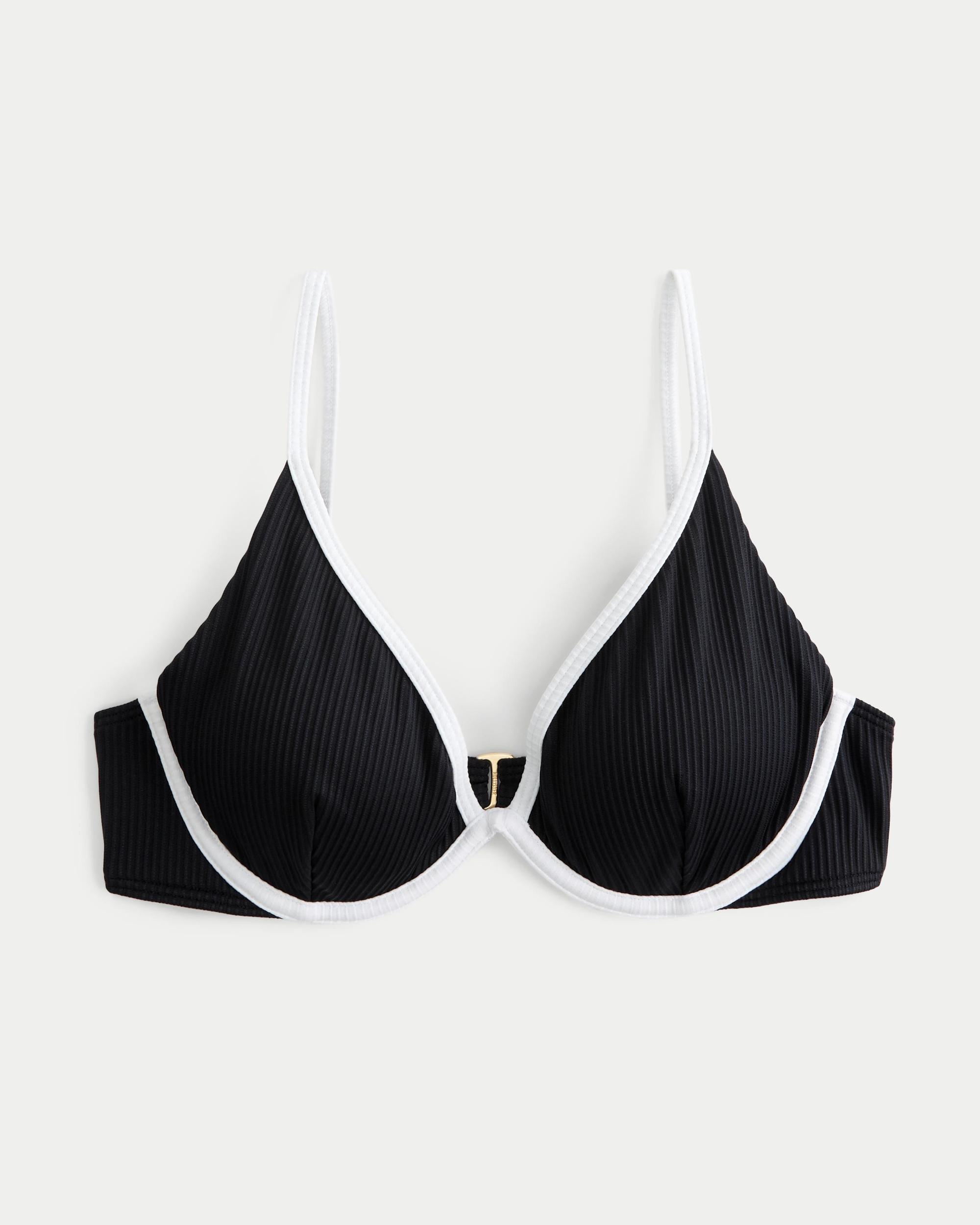 Ribbed Plunge Underwire Bikini Top Product Image