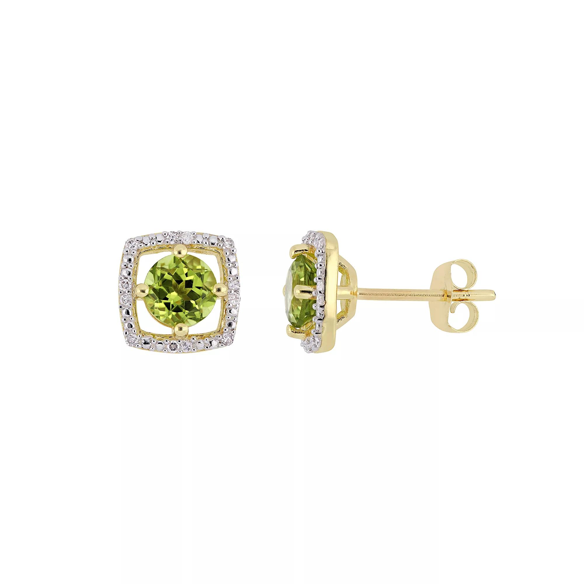 Stella Grace 10K Gold Gemstone & Diamond Accent Frame Earrings, Women's, Peridot Product Image