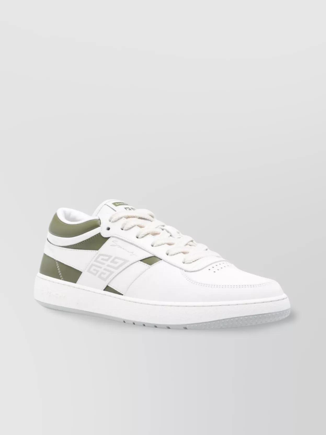 GIVENCHY Leather Sneakers With Rubber Sole And Panelled Design In White Product Image