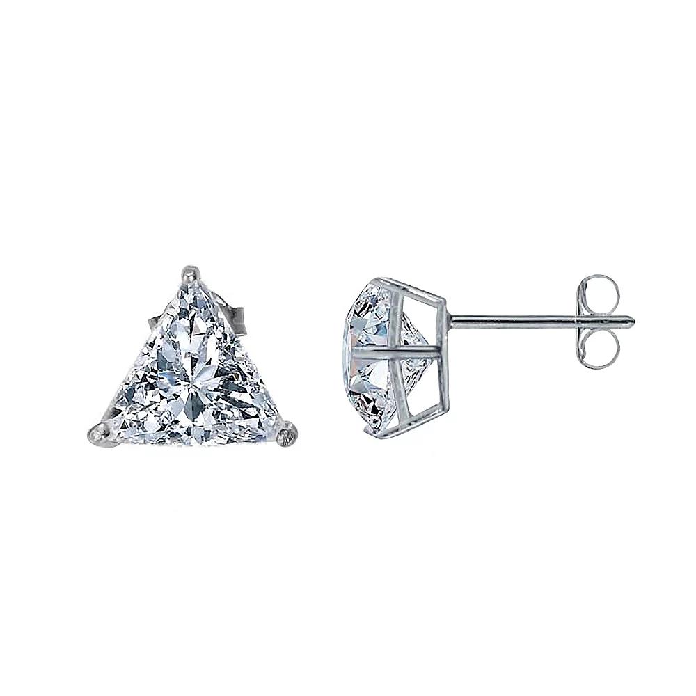 Sterling Silver Cubic Zirconia Triangle Stud Earrings, Womens Product Image