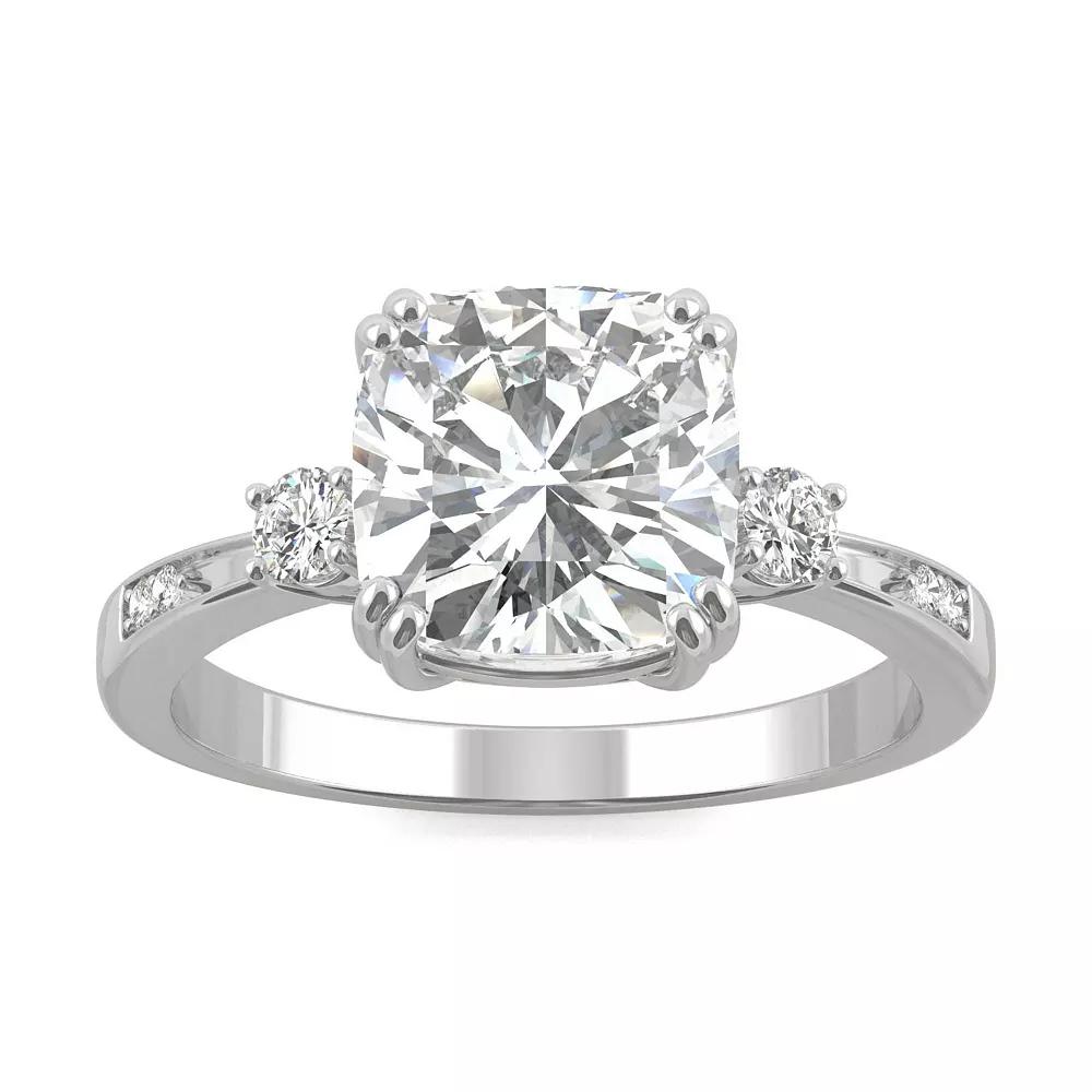 Charles & Colvard 14k White Gold 2 1/2 Carat T.W. Lab-Created Moissanite Cushion 7 Stone Engagement Ring, Womens Product Image