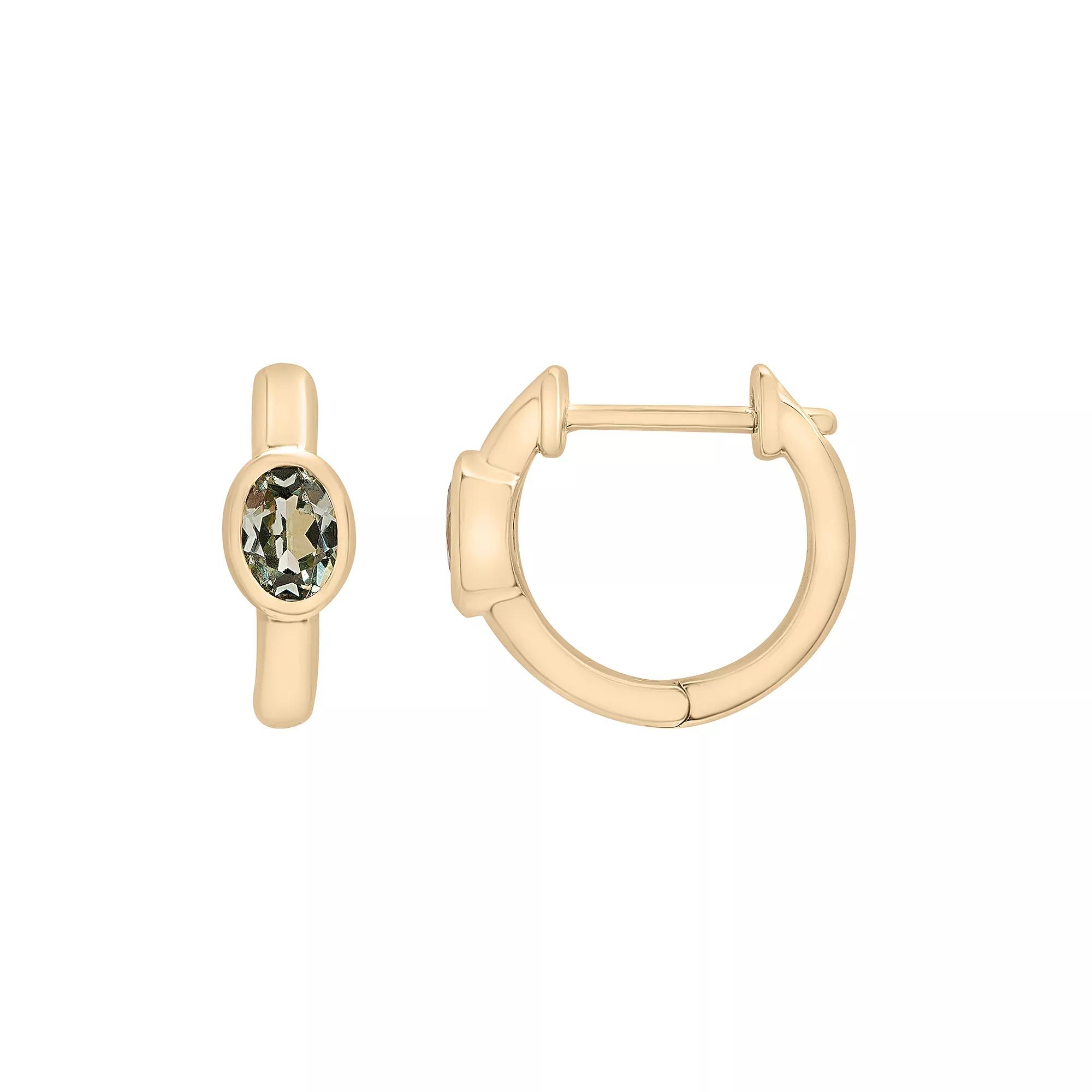 14k Gold Over Sterling Silver Lab-Created Stone Hoop Earrings, Women's, Cr Green Blue Product Image