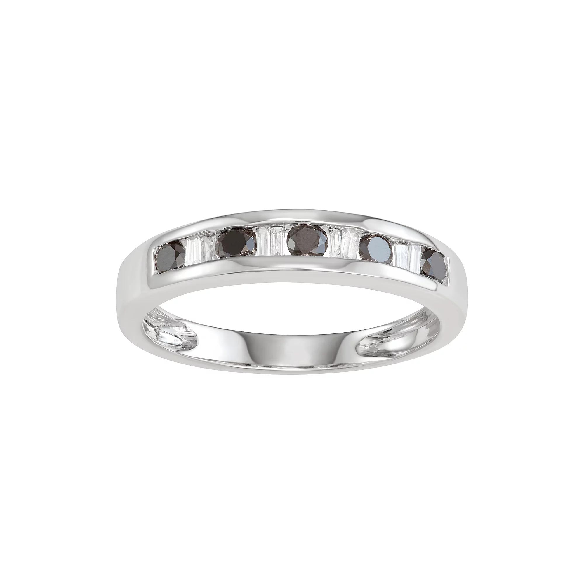 HDI 10k White Gold 3/8 Carat T.W. White & Black Diamond Ring, Women's,  Product Image