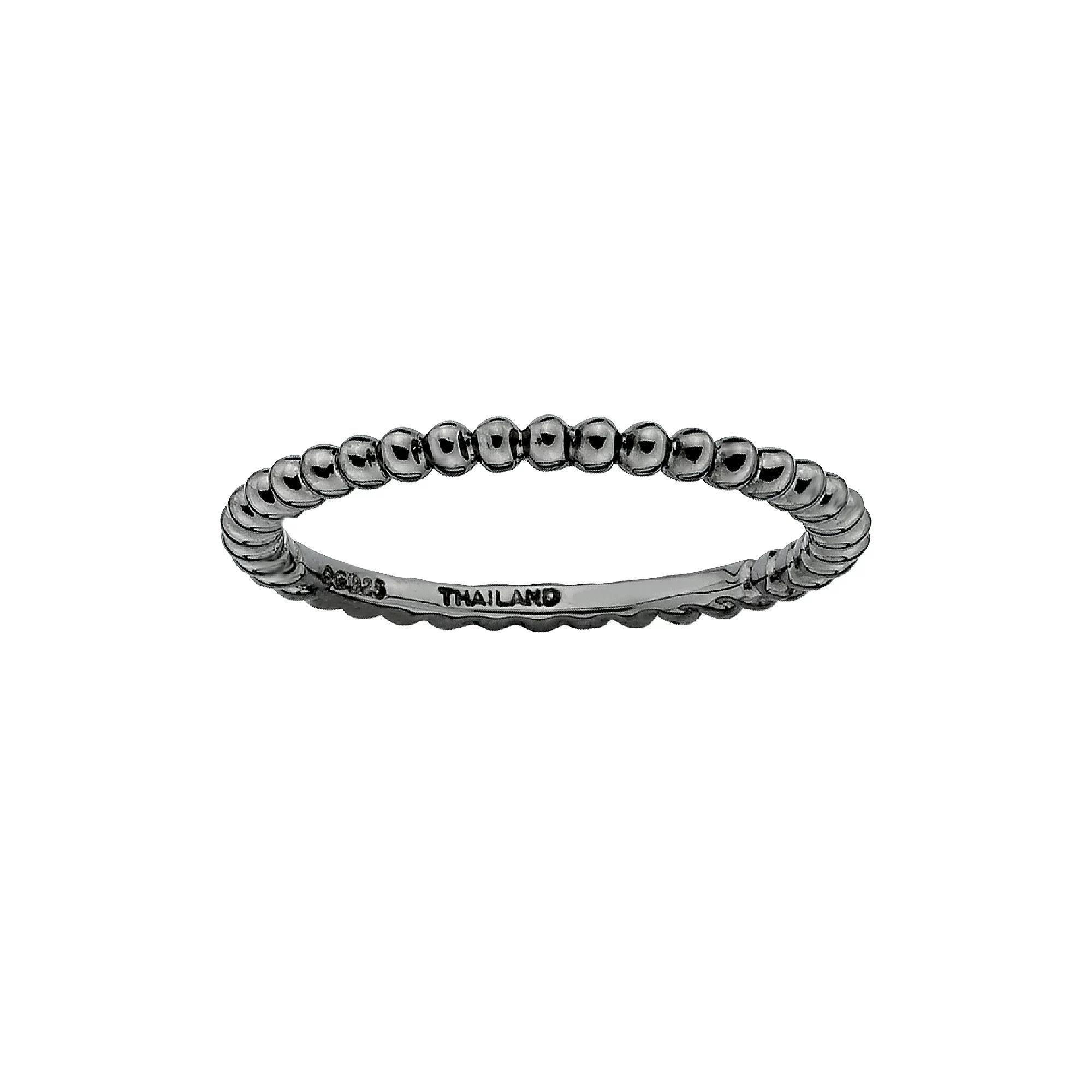 Stacks & Stones Ruthenium-Plated Sterling Silver Bead Stack Ring, Women's, Size: 5, Black Product Image