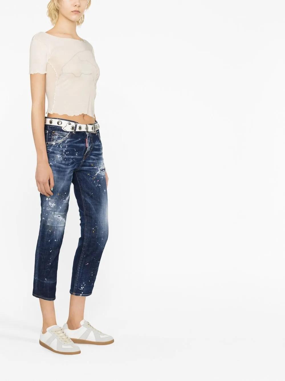 distressed cropped jeans Product Image