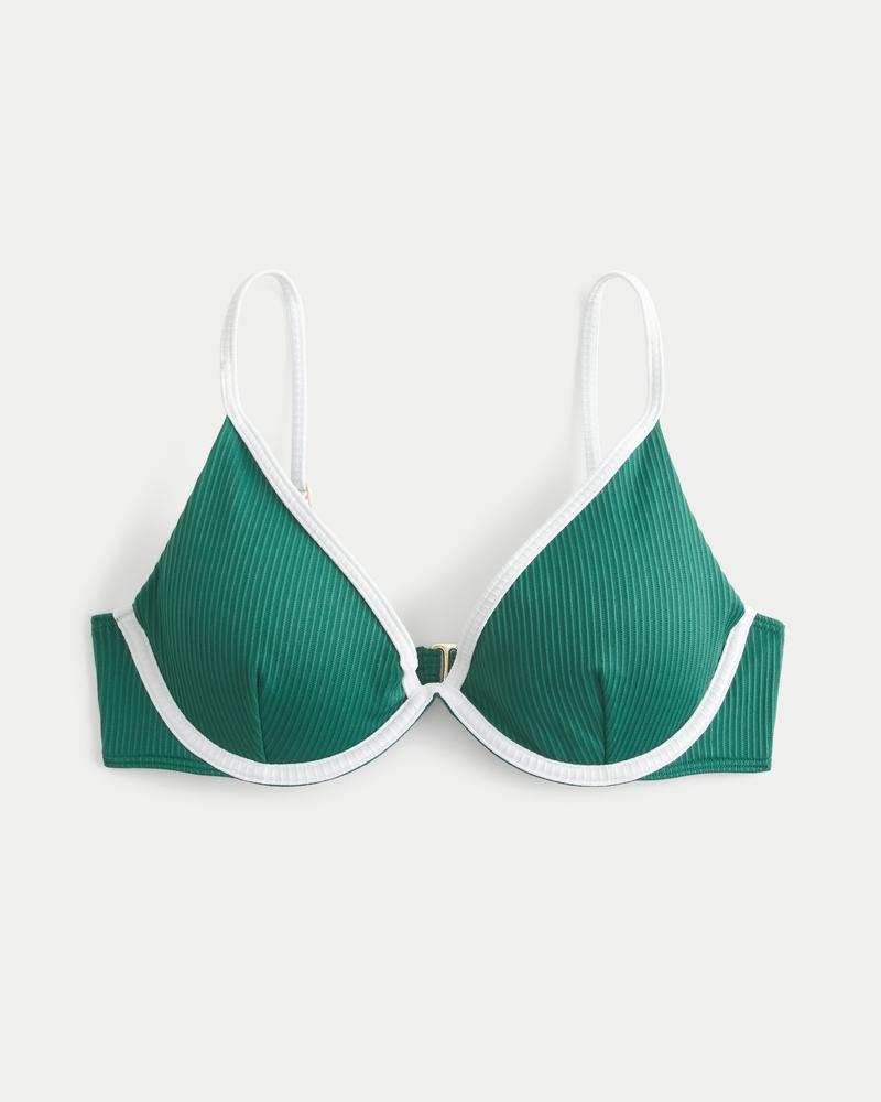 Ribbed Plunge Underwire Bikini Top Product Image