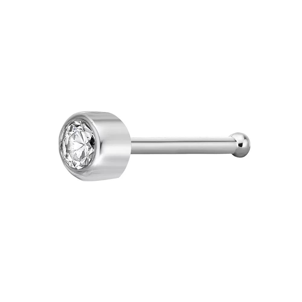 Lila Moon 14k Gold 2 mm Cubic Zirconia Nose Stud, Women's, 14k White Gold Product Image