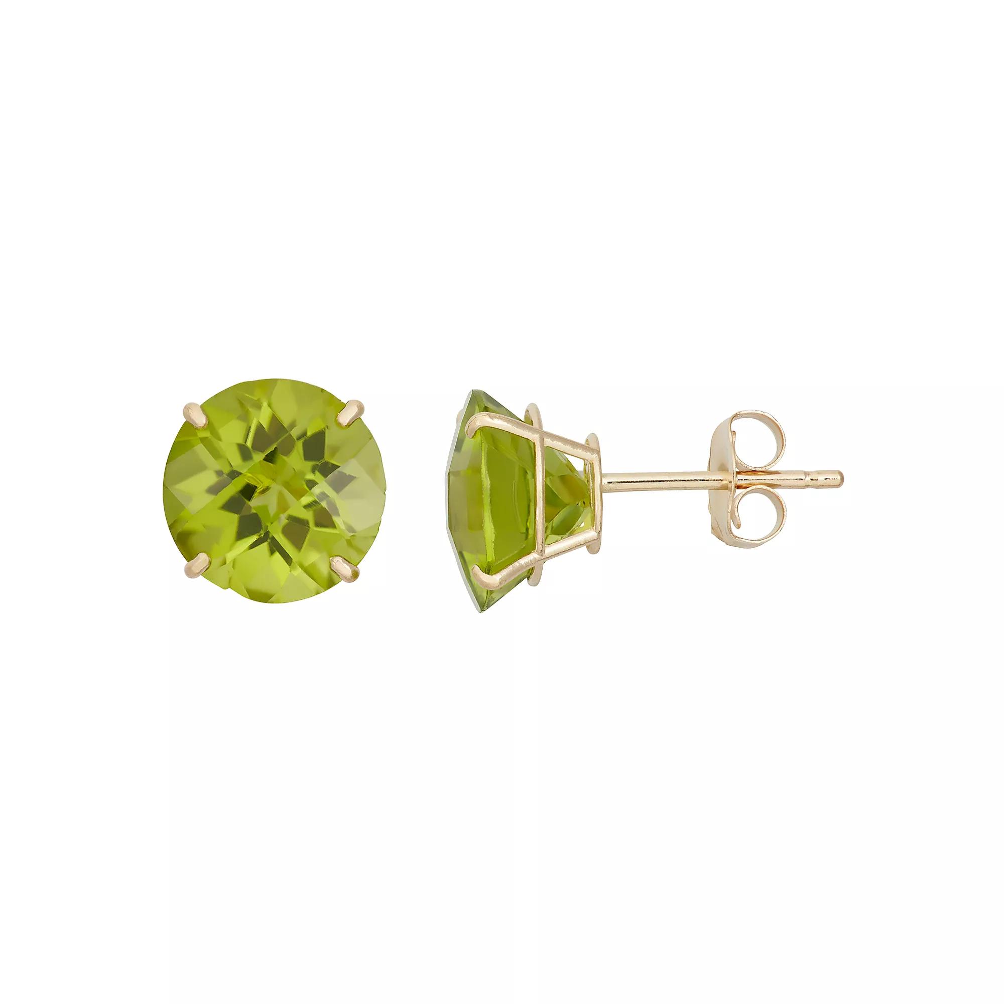 Peridot 10k White Gold Stud Earrings, Women's, Green Product Image