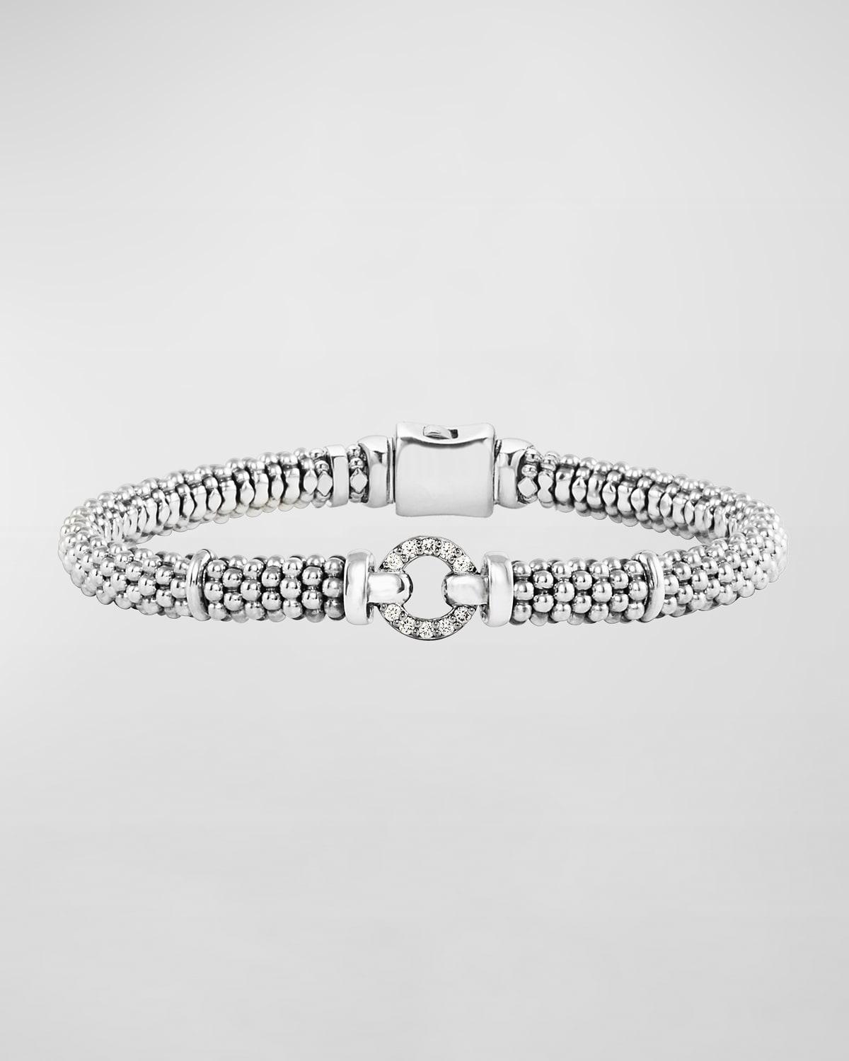 Lagos Enso Sterling Silver Caviar Bracelet with Diamonds Product Image
