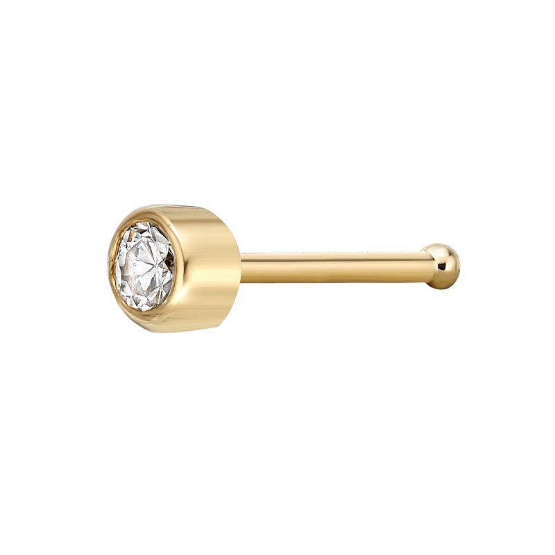 Lila Moon 14k Gold 2 mm Cubic Zirconia Nose Stud, Women's, 14k White Gold Product Image
