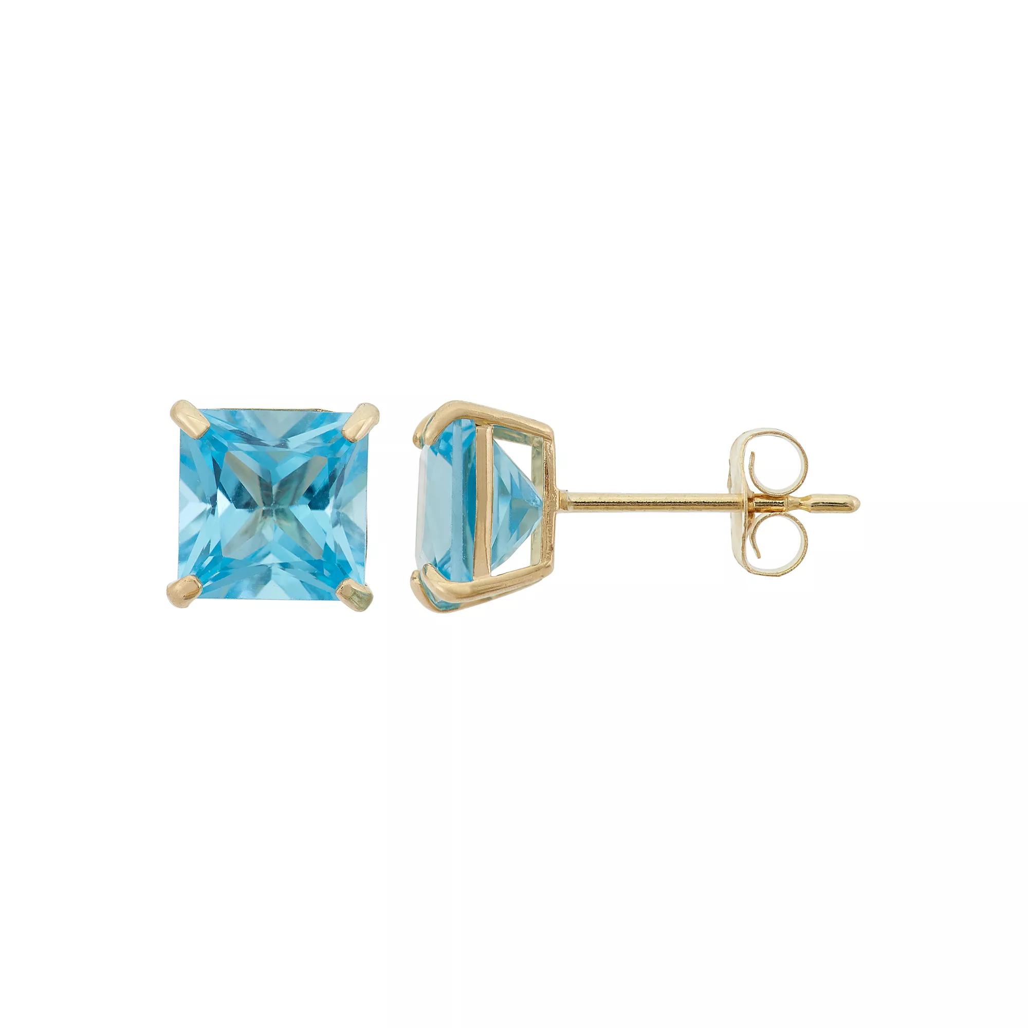 Designs by Gioelli Swiss Blue Topaz 10k Gold Stud Earrings, Women's Product Image