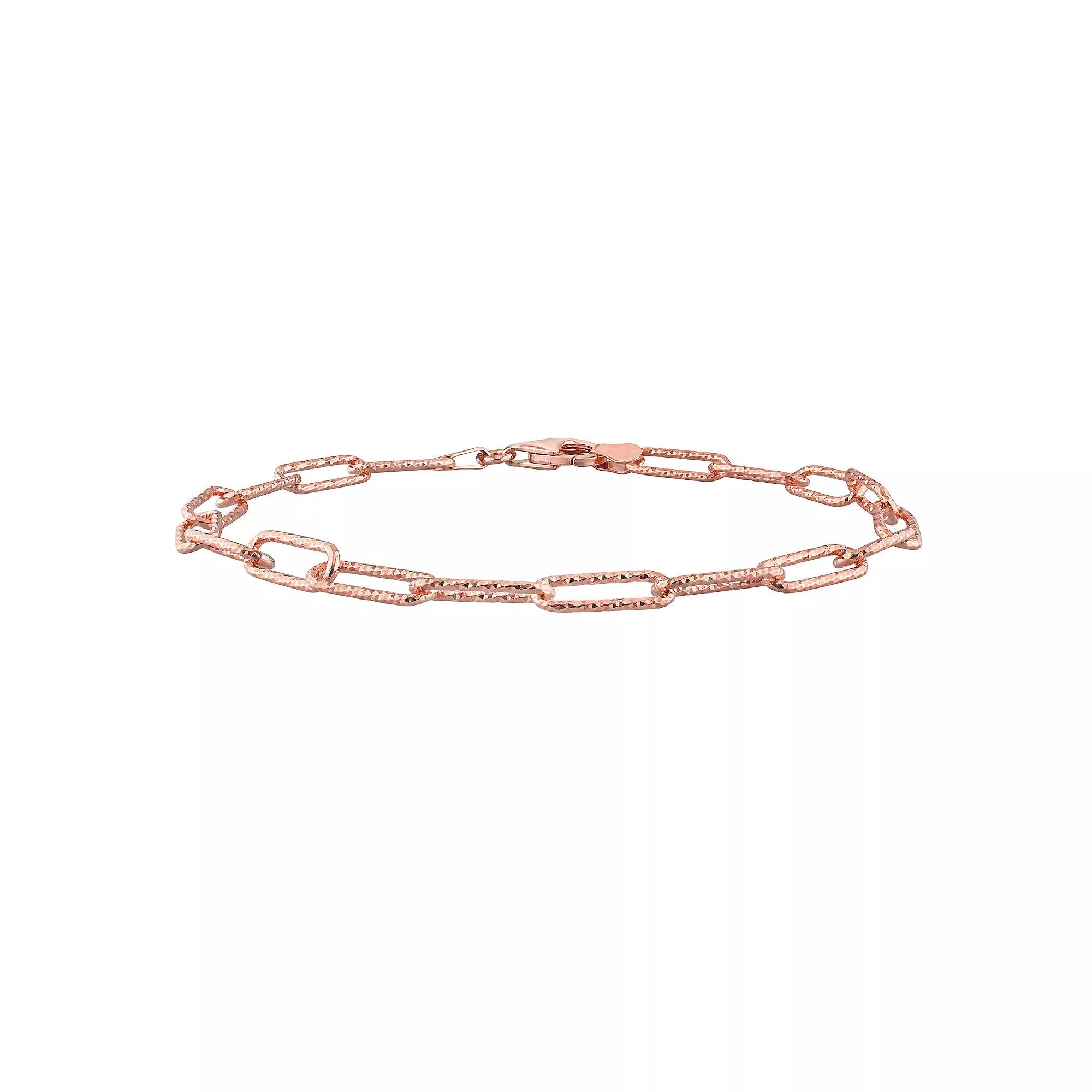 Stella Grace 18k Gold Over Silver 5 mm Fancy Cut Paper Clip Link Chain Anklet, Women's, Size: 9", Rose Gold Tone Product Image