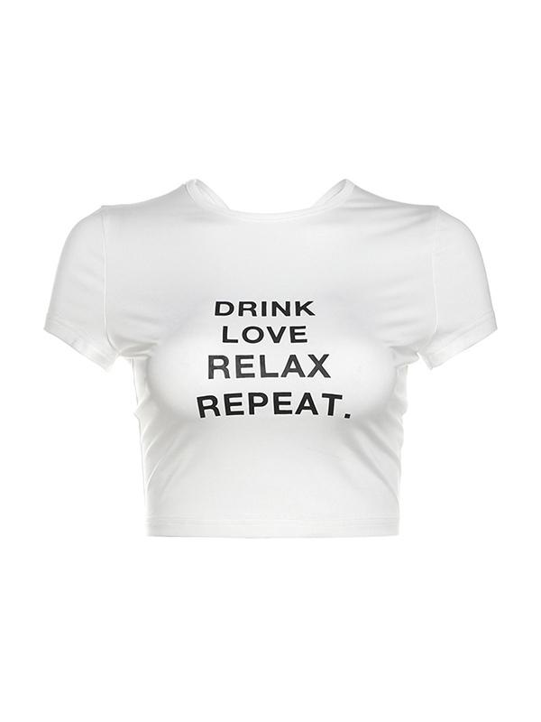 Letter Print Short Sleeve Tee Product Image