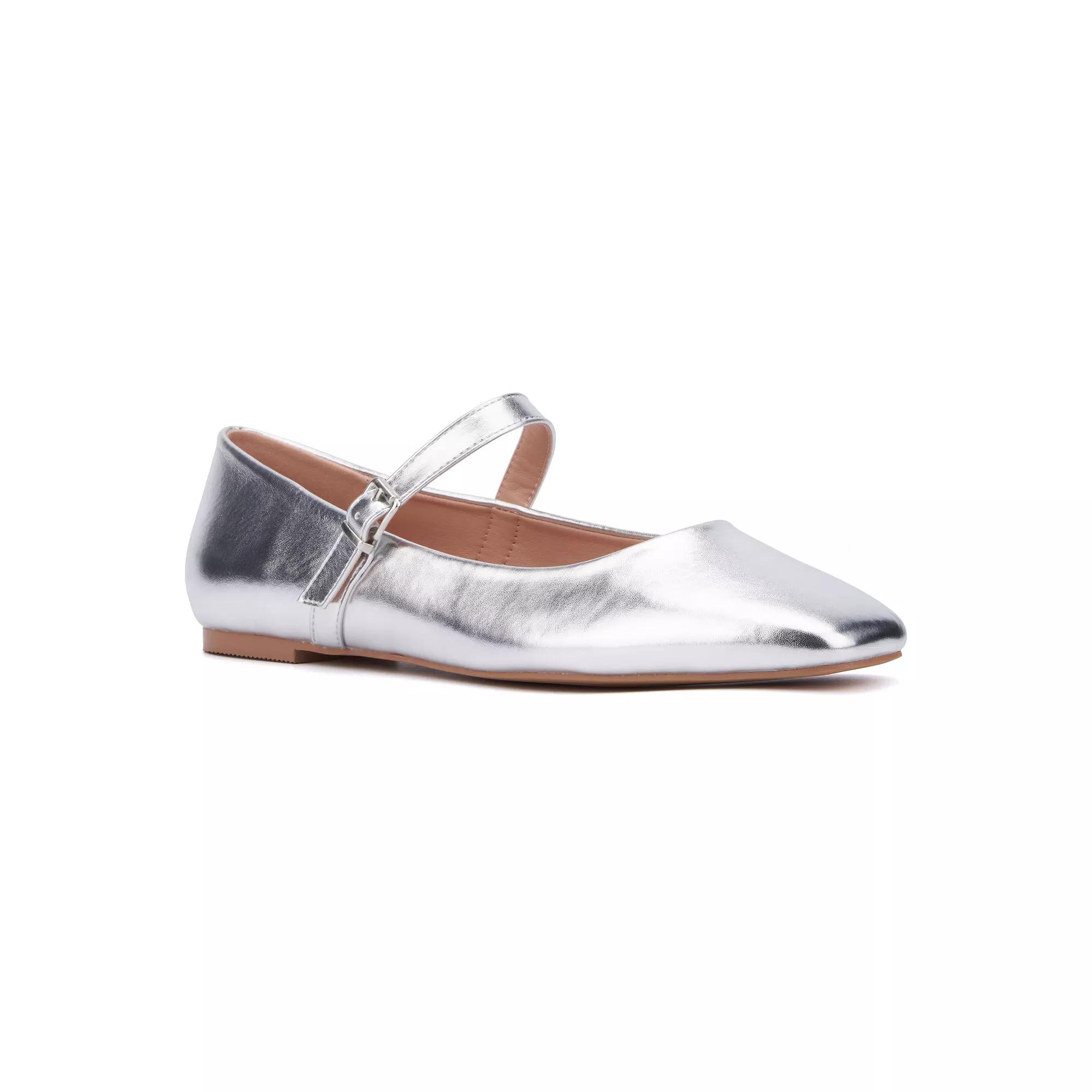 New York & Company Page Womens Ballet Flats Silver Grey Product Image