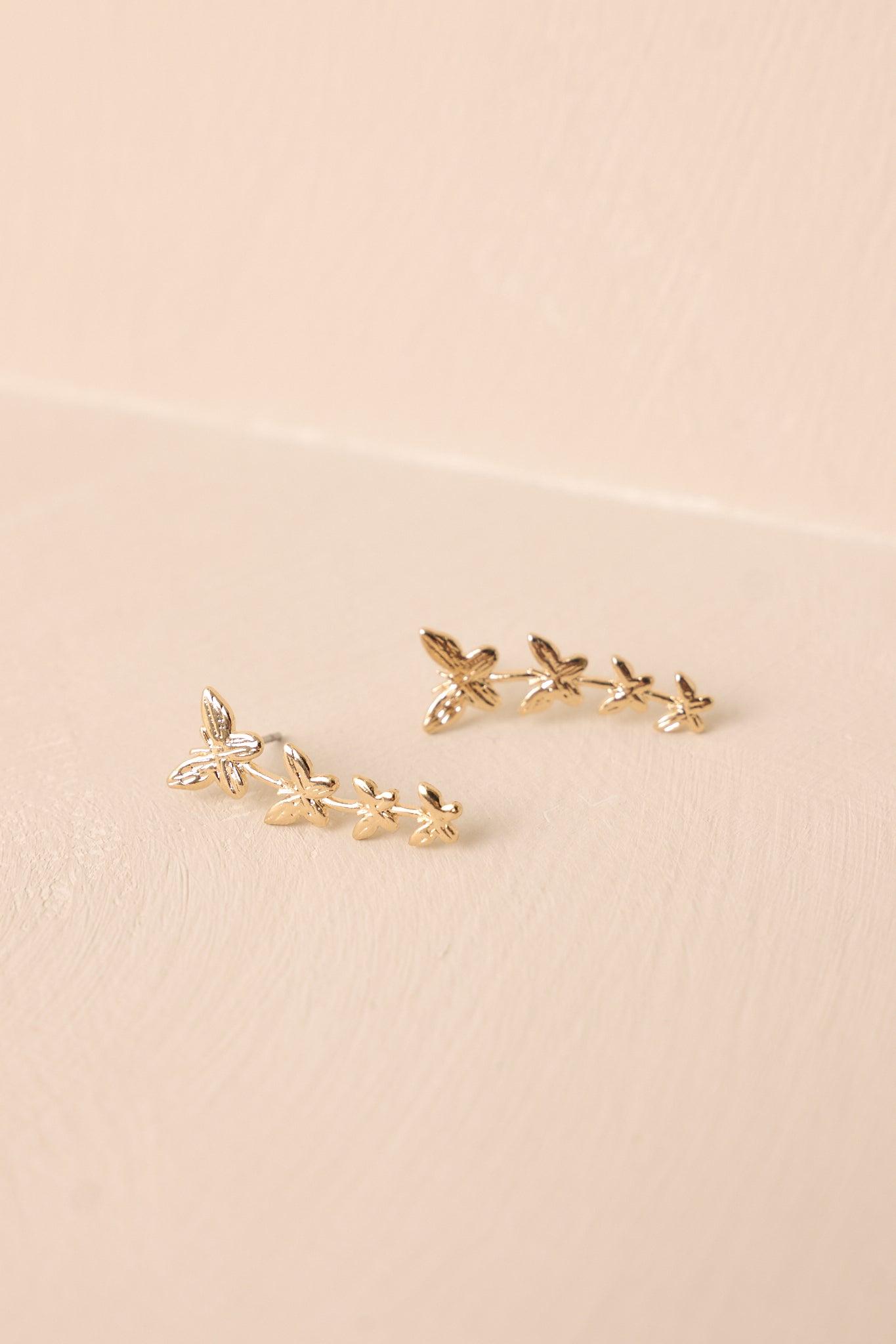 Morning Dew Gold Butterfly Drop Earrings Product Image