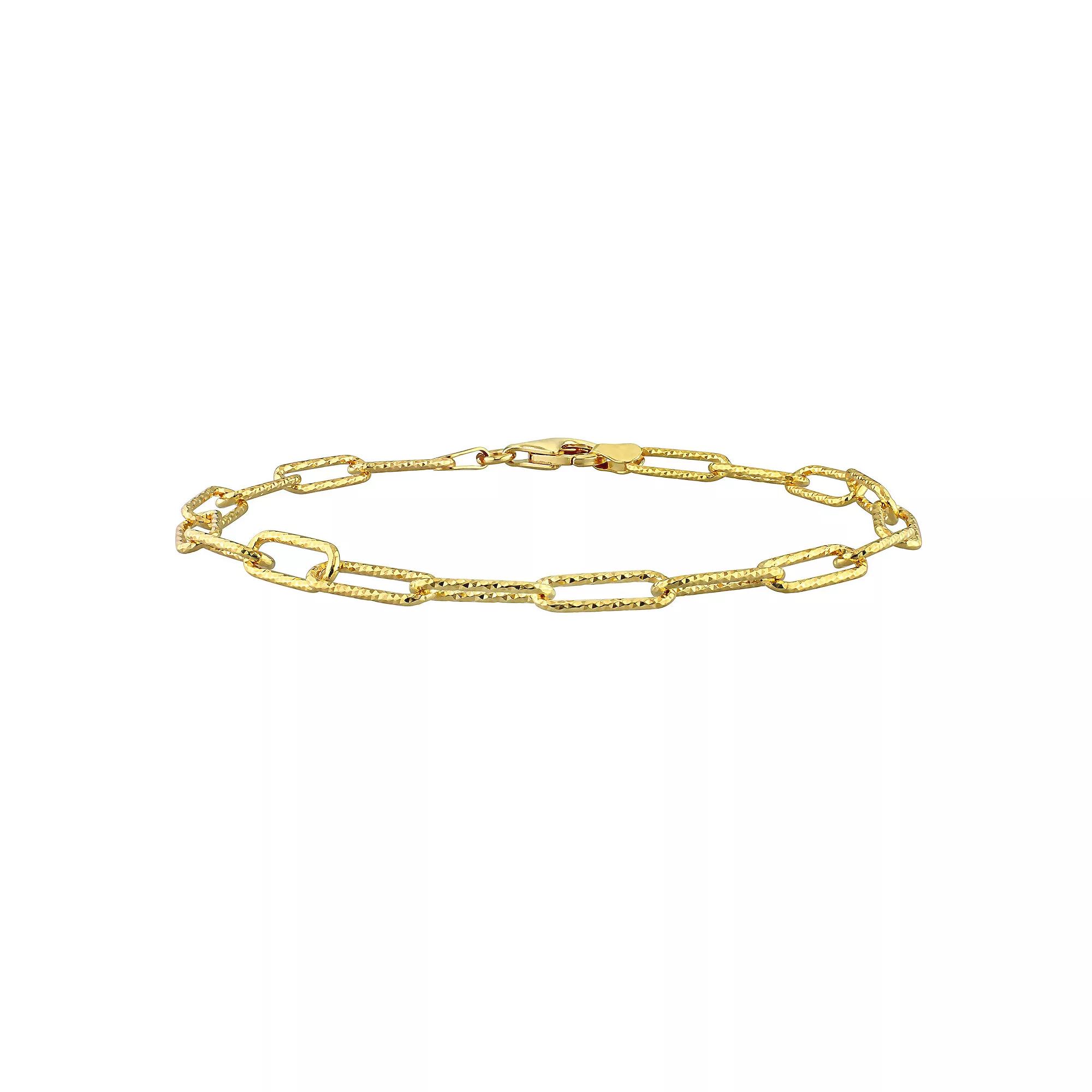 Stella Grace Mens 18k Rose Gold Over Silver Fancy Cut Paper Clip Link Chain Bracelet Gold Tone Product Image