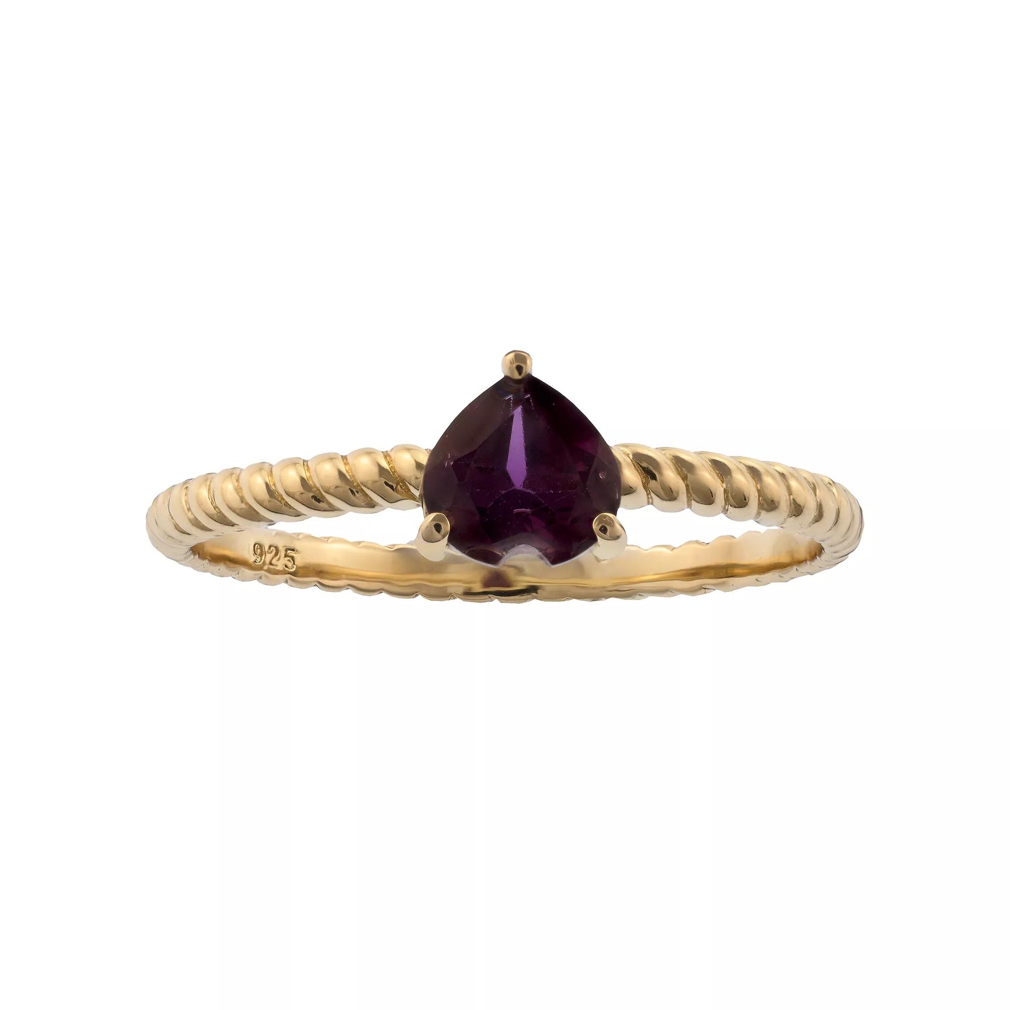 Gemistry 14k Gold Round Cut Garnet Ring, Women's, Size: 5 Product Image