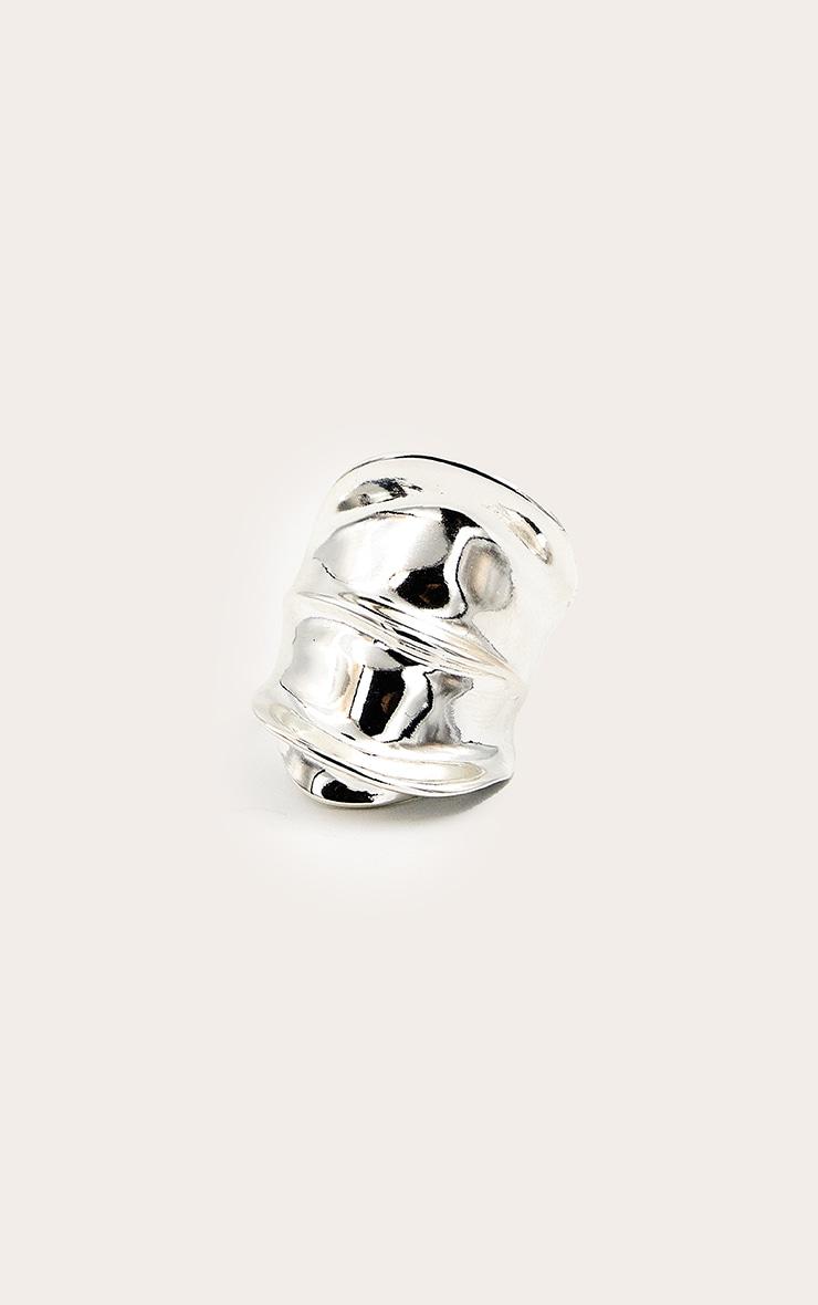 Silver Textured Abstract Double Ring Product Image