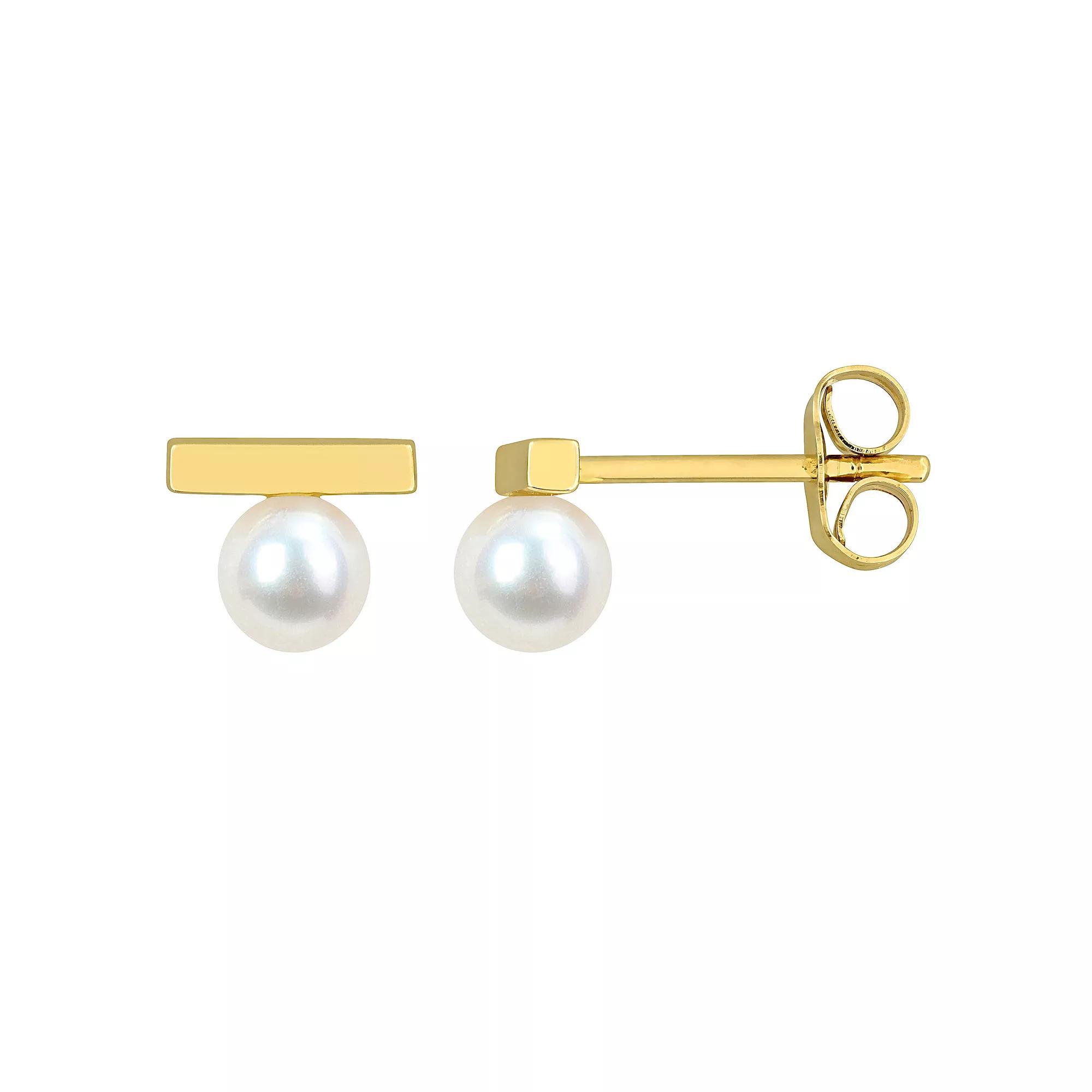 Stella Grace 10k Gold Freshwater Cultured Pearl Stud Earrings, Women's Product Image