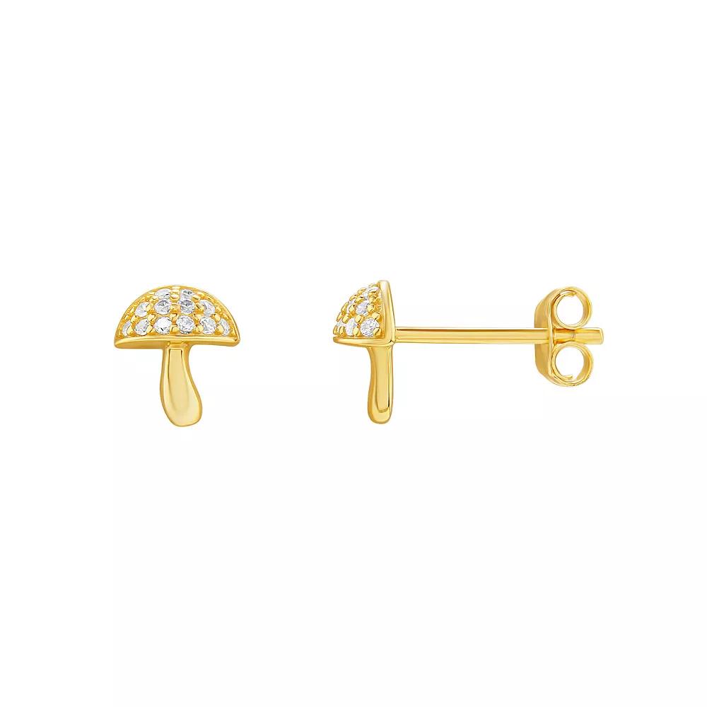 PRIMROSE Sterling Silver Cubic Zirconia Mushroom Stud Earrings, Women's, Yellow Gold Tone Product Image