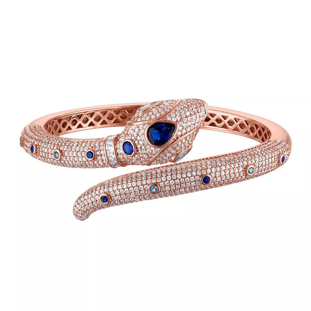 Ivy Sharpe 14k Rose Gold Plated Cubic Zirconia Snake Bangle Bracelet, Women's,  Product Image