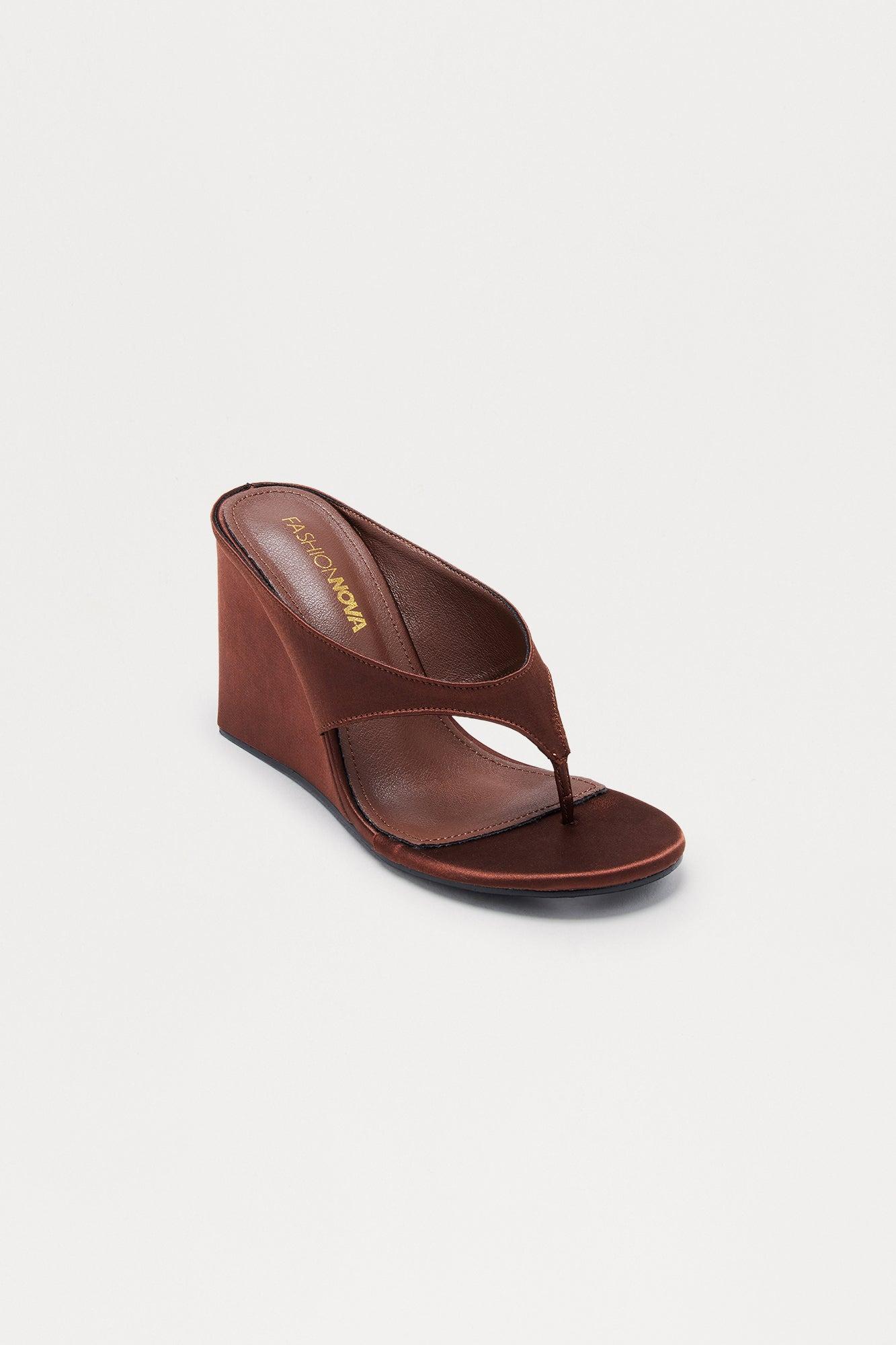 Simona Thong Wedges - Chocolate Female Product Image