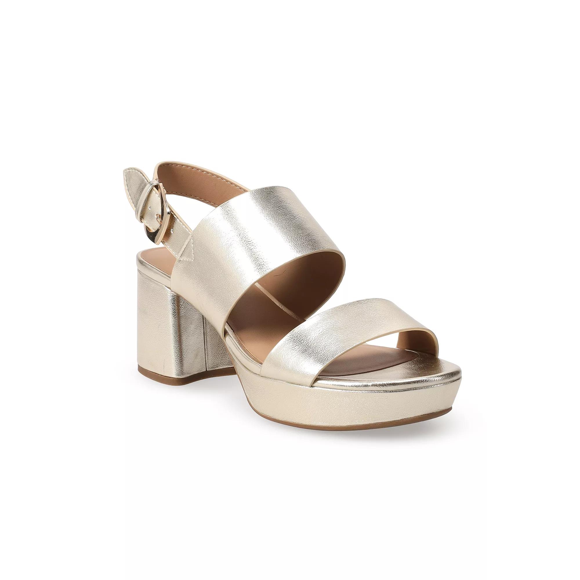 Sonoma Goods For Life® Two-Strap Women's Platform Sandals, Size: 10, Gold Product Image