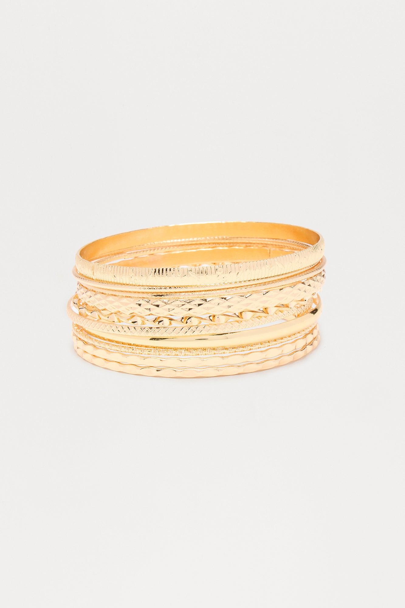 Everyday 10 Piece Bangle Set - Gold Female Product Image