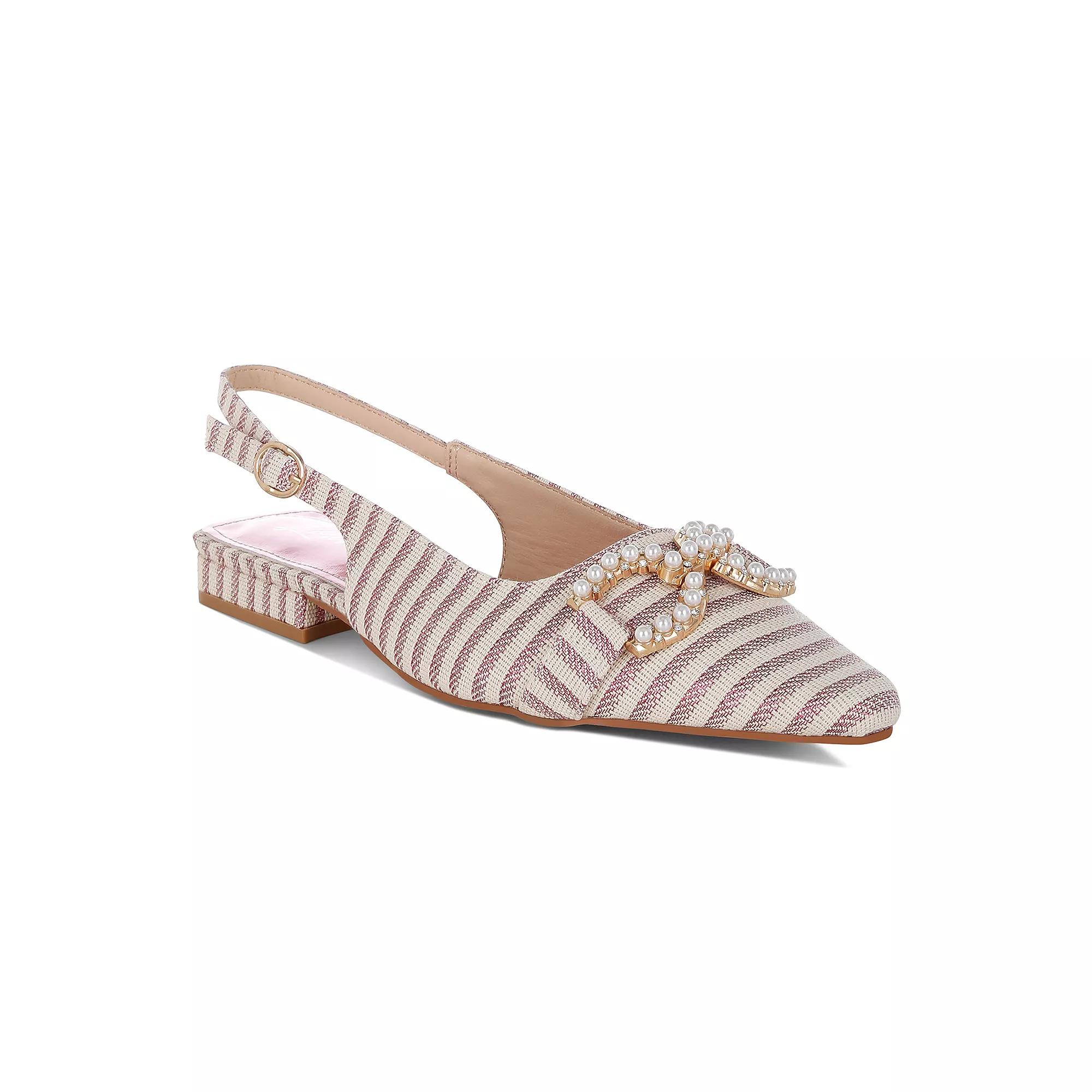London Rag Crina Women's Pointed Toe Striped Slingback Dress Shoes, Size: 6, Pink Product Image