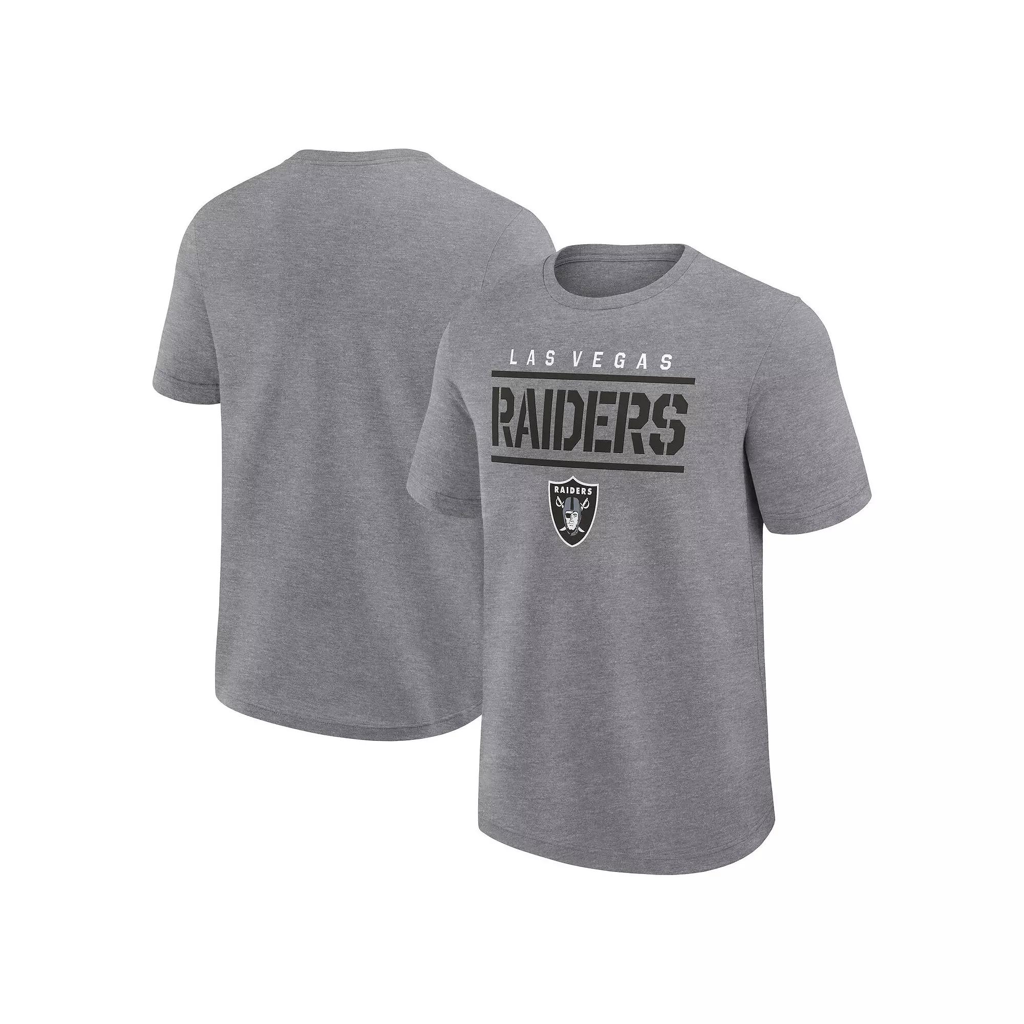 Men's Logo Athletic Heather Gray Las Vegas Raiders Top Notch T-Shirt,  Product Image