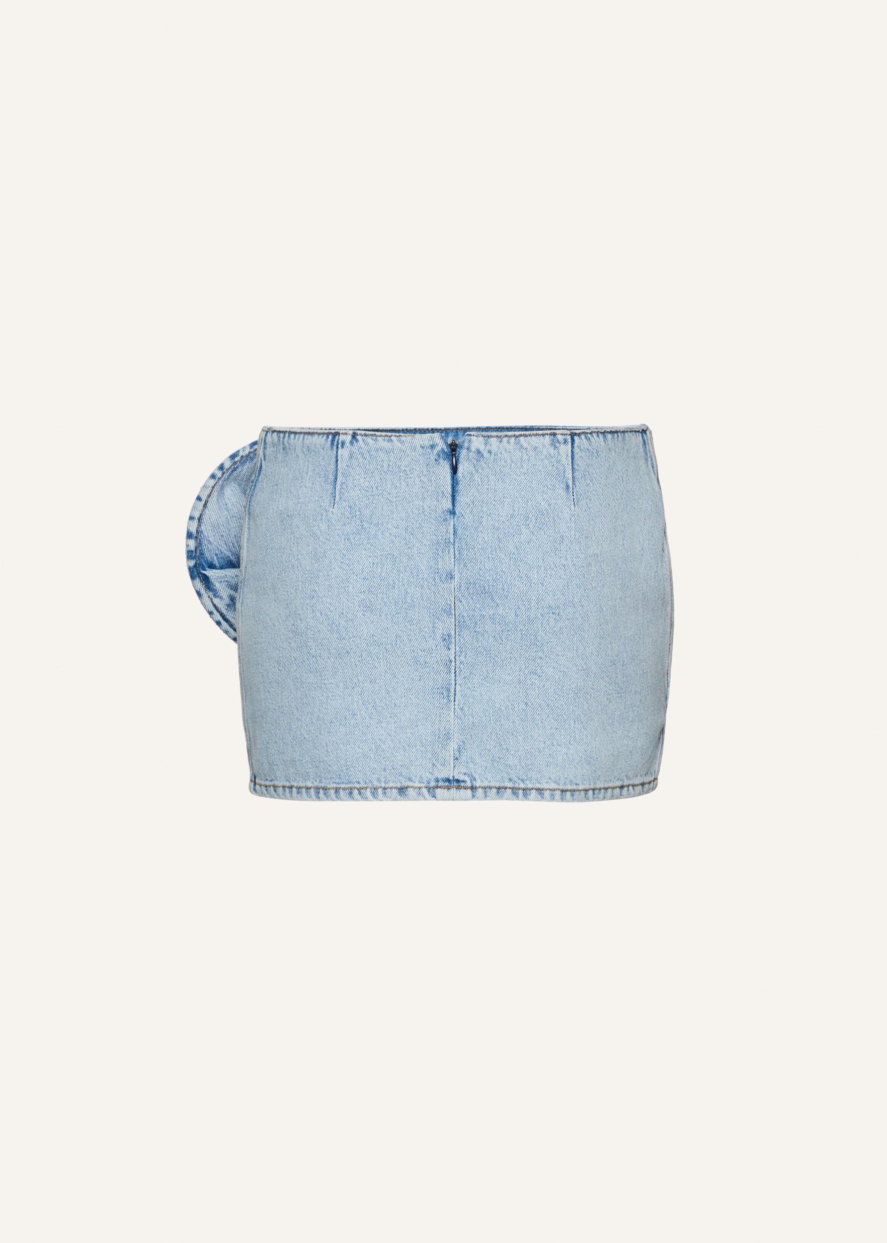Floral appliqué denim mini skirt in light blue Product Image