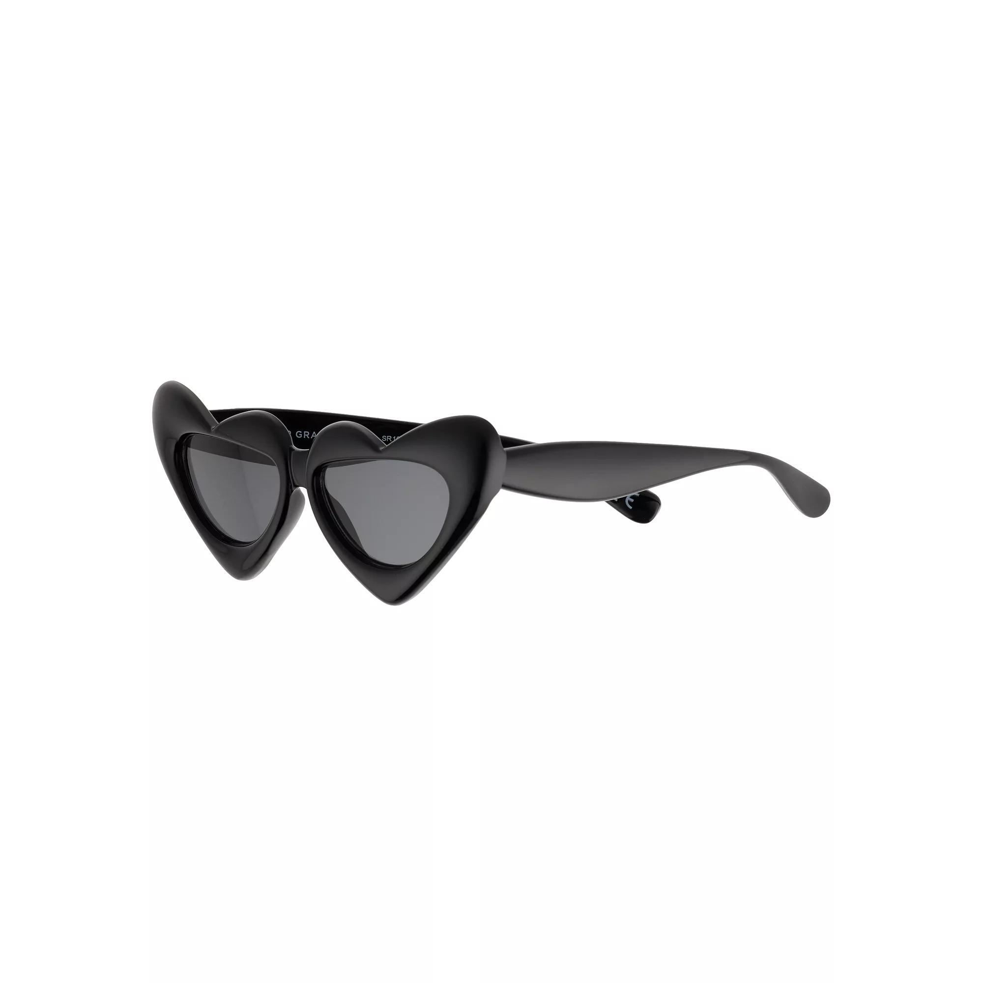 Women's Cali Blue Plastic Heart Sunglasses, Black Product Image